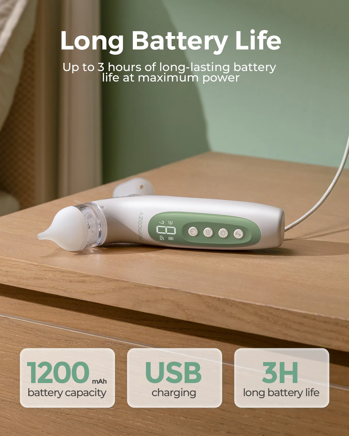 Momcozy BreezyClear™ 2 w 1 Elektryczny Aspirator do Nosa ze Sprayem i Odsysaniem - Image 6