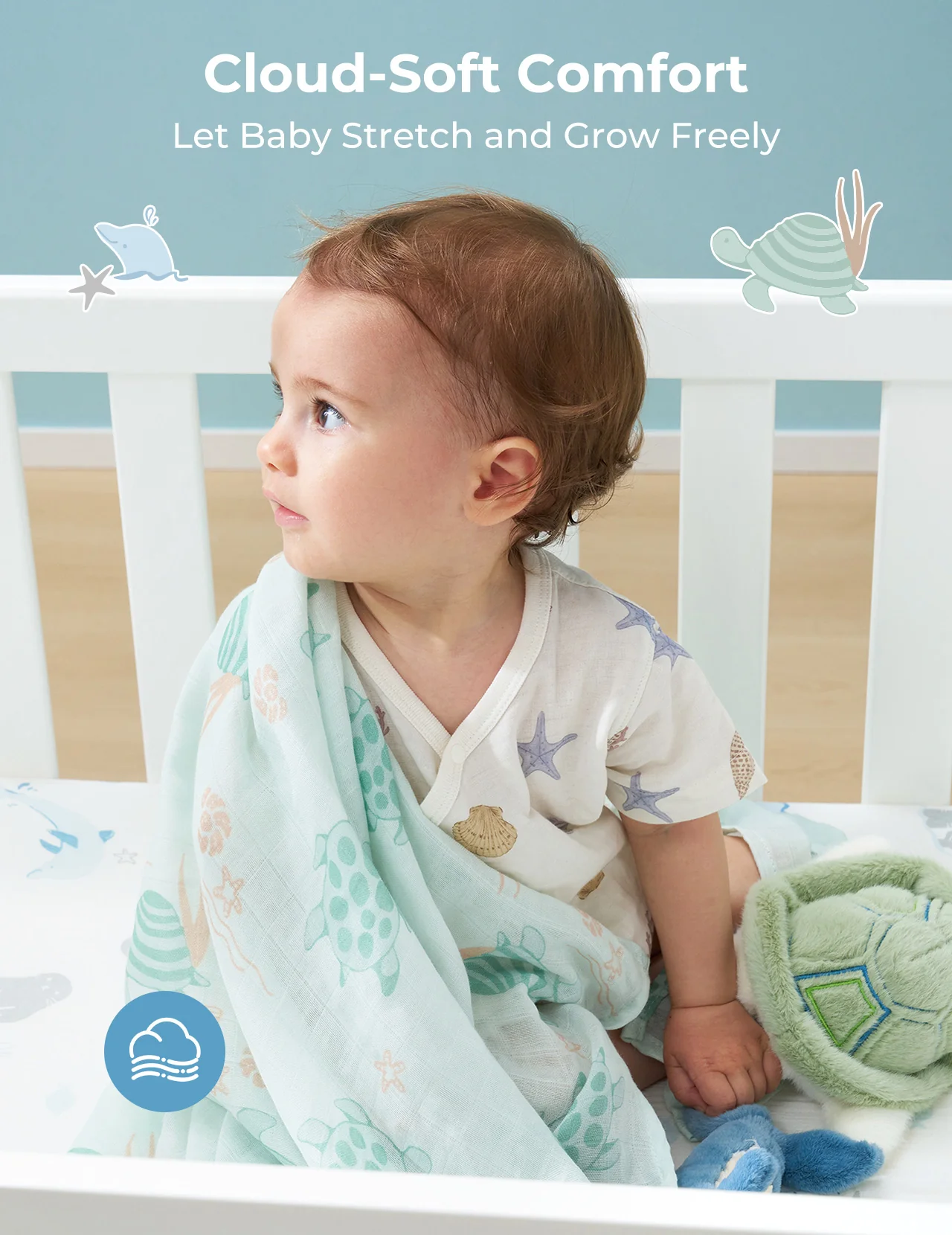 Momcozy Softness Swaddle Koce - Purple Flower (2 paczki) - Image 5