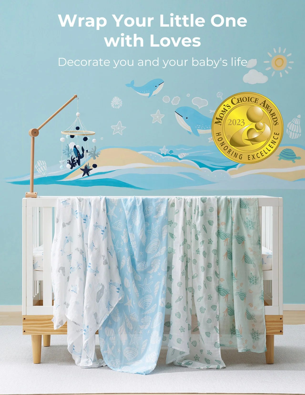 Momcozy Softness Swaddle Koce - Purple Flower (2 paczki) - Image 7