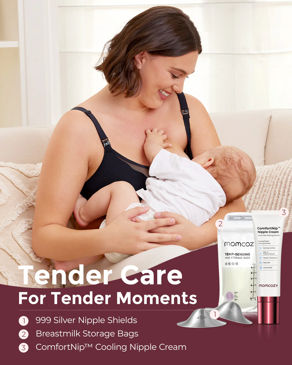 Breastfeeding Essentials Bundle: Nipple Cream, Silver Nipple Shields & Milk Storage Bags - Image 2