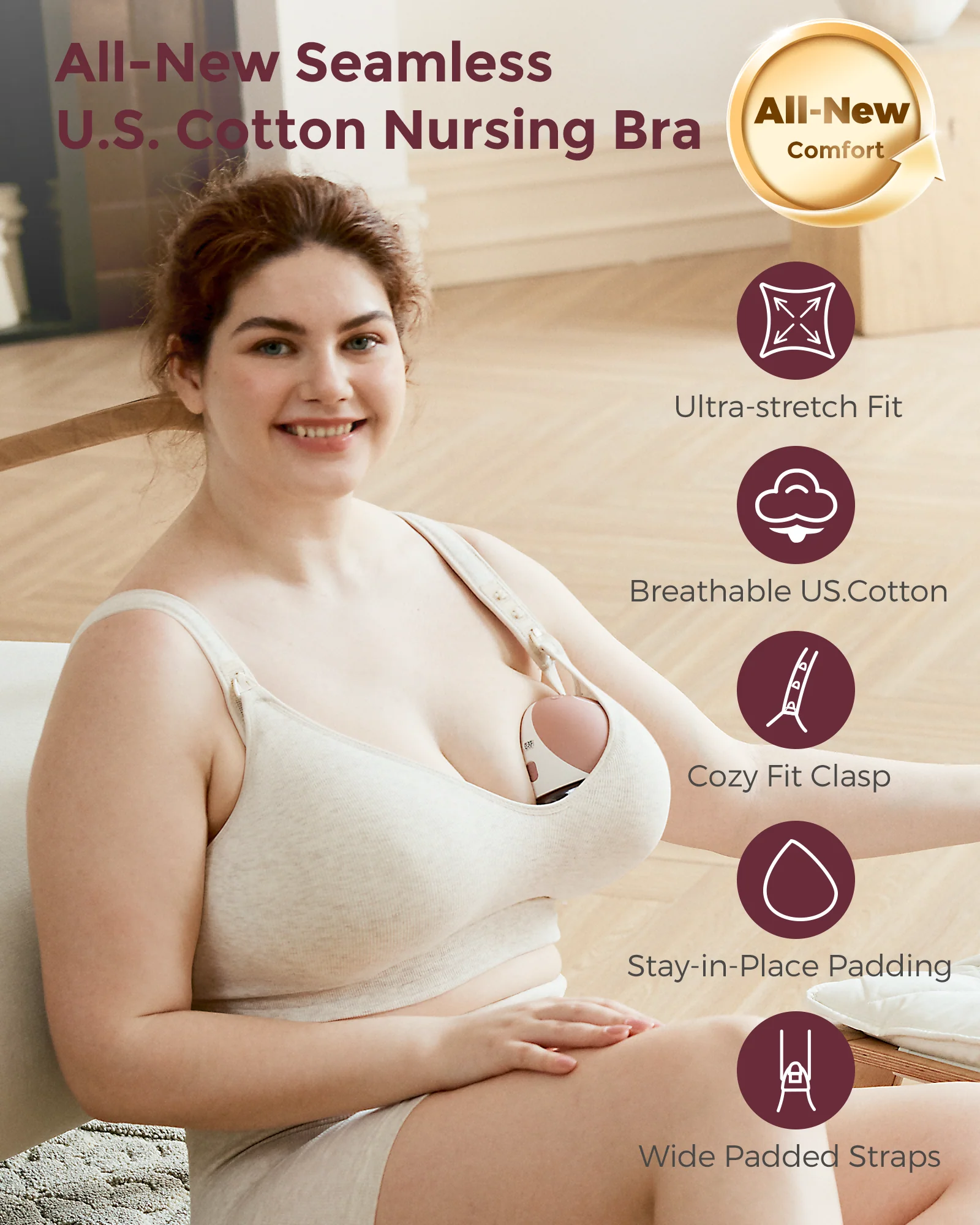 Momcozy Bawełniane Biustonosze do Karmienia dla Dużego Biustu - Image 10