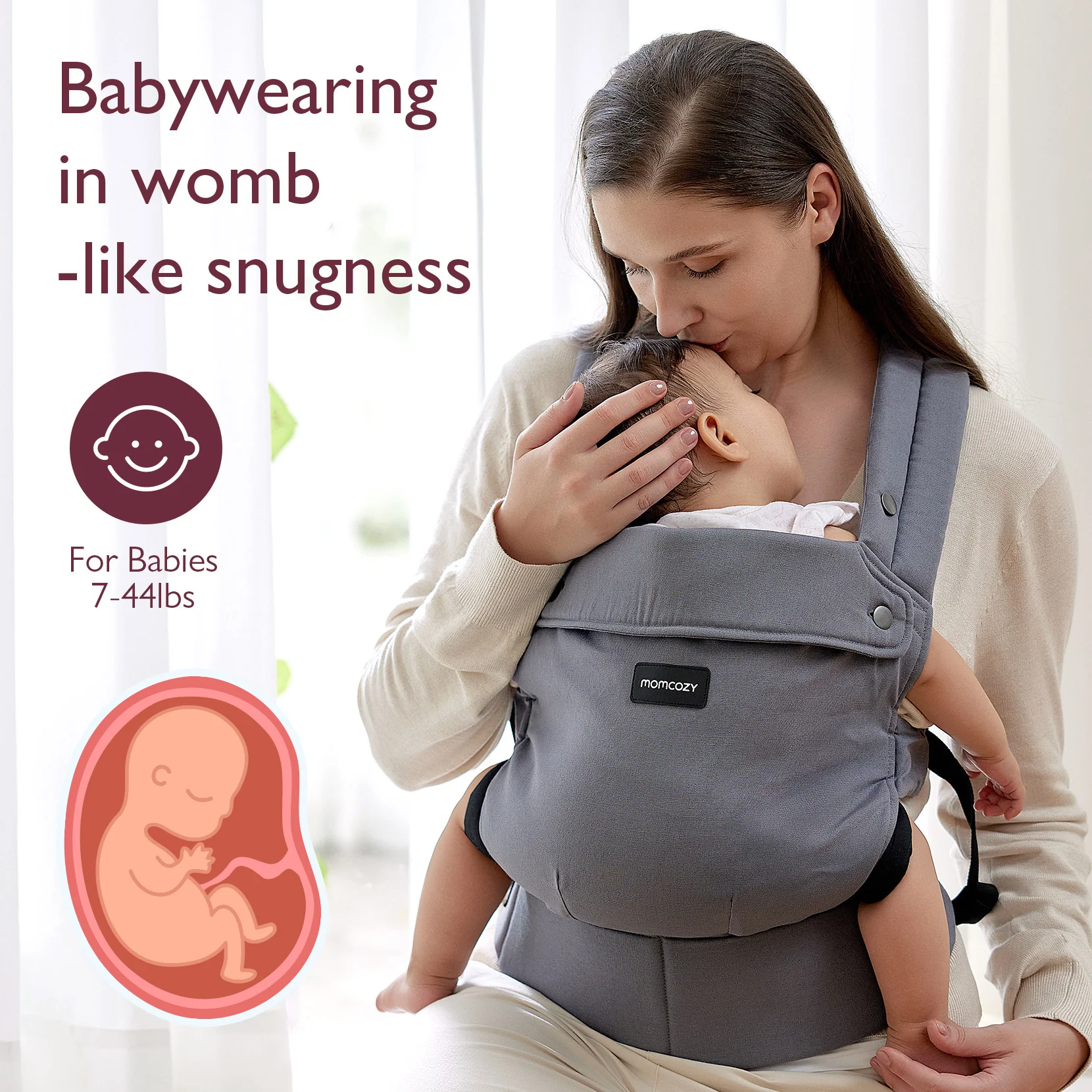 Momcozy PureHug Nosidełko dla Dzieci - Kolor Szary - Image 3