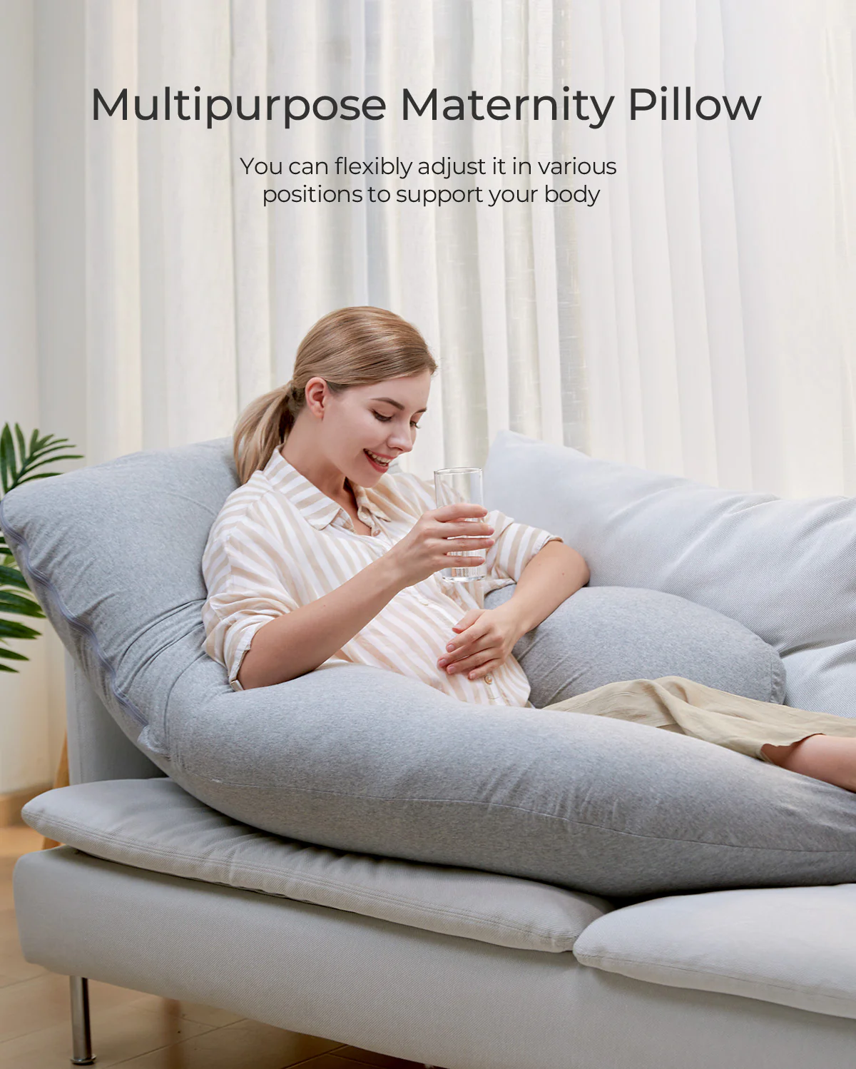 Huggable - 100% Cotton U Shaped Maternity Body Pillow - Image 6