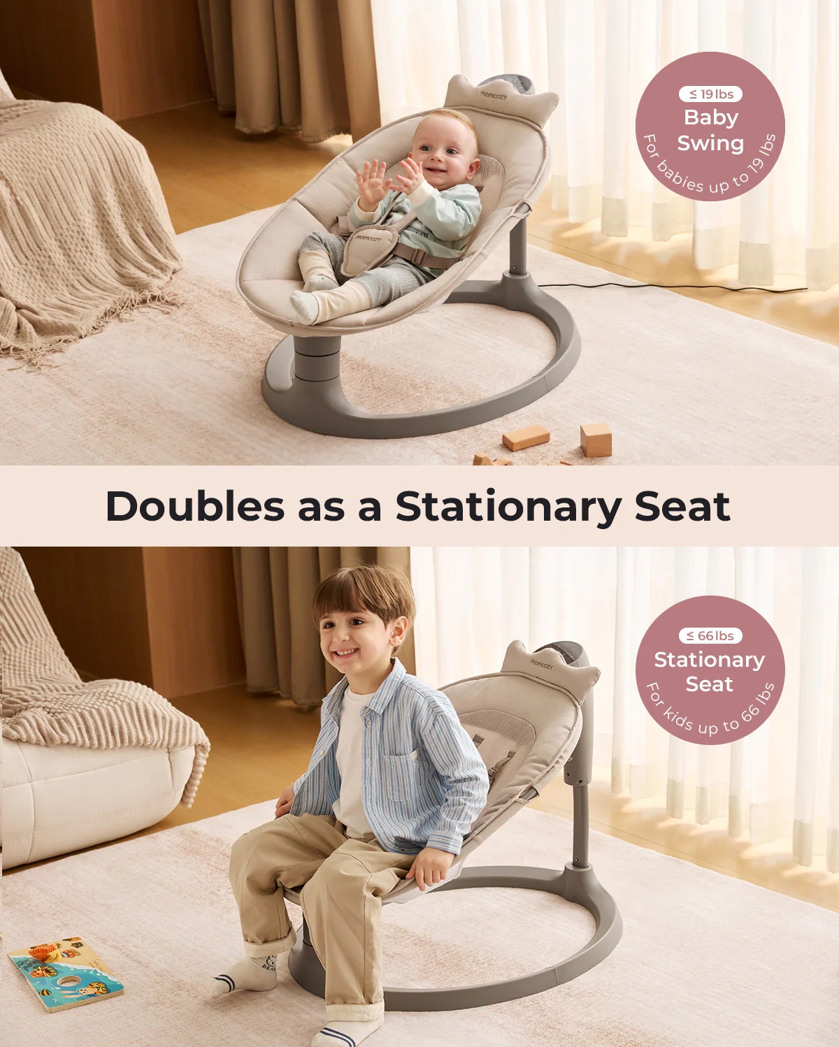 Momcozy 2-in-1 Electric Baby Swing - Image 3