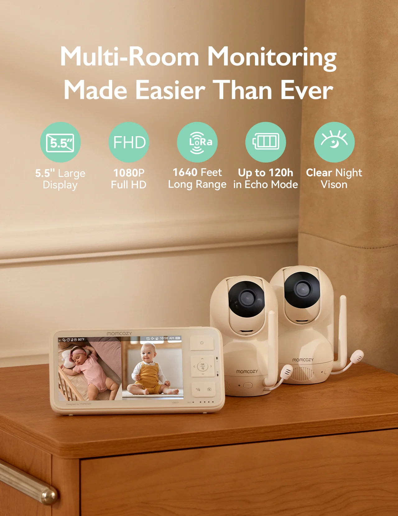 Momcozy 5,5'' Full HD Wideo Niania Elektroniczna - BM03 - Image 10
