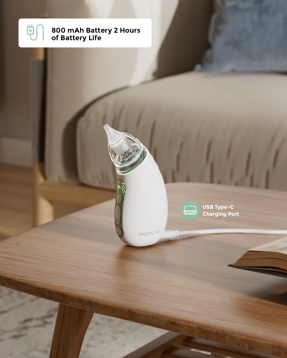 Aspirator do Nosa dla Dzieci Momcozy - Długa Żywotność Baterii - Image 7