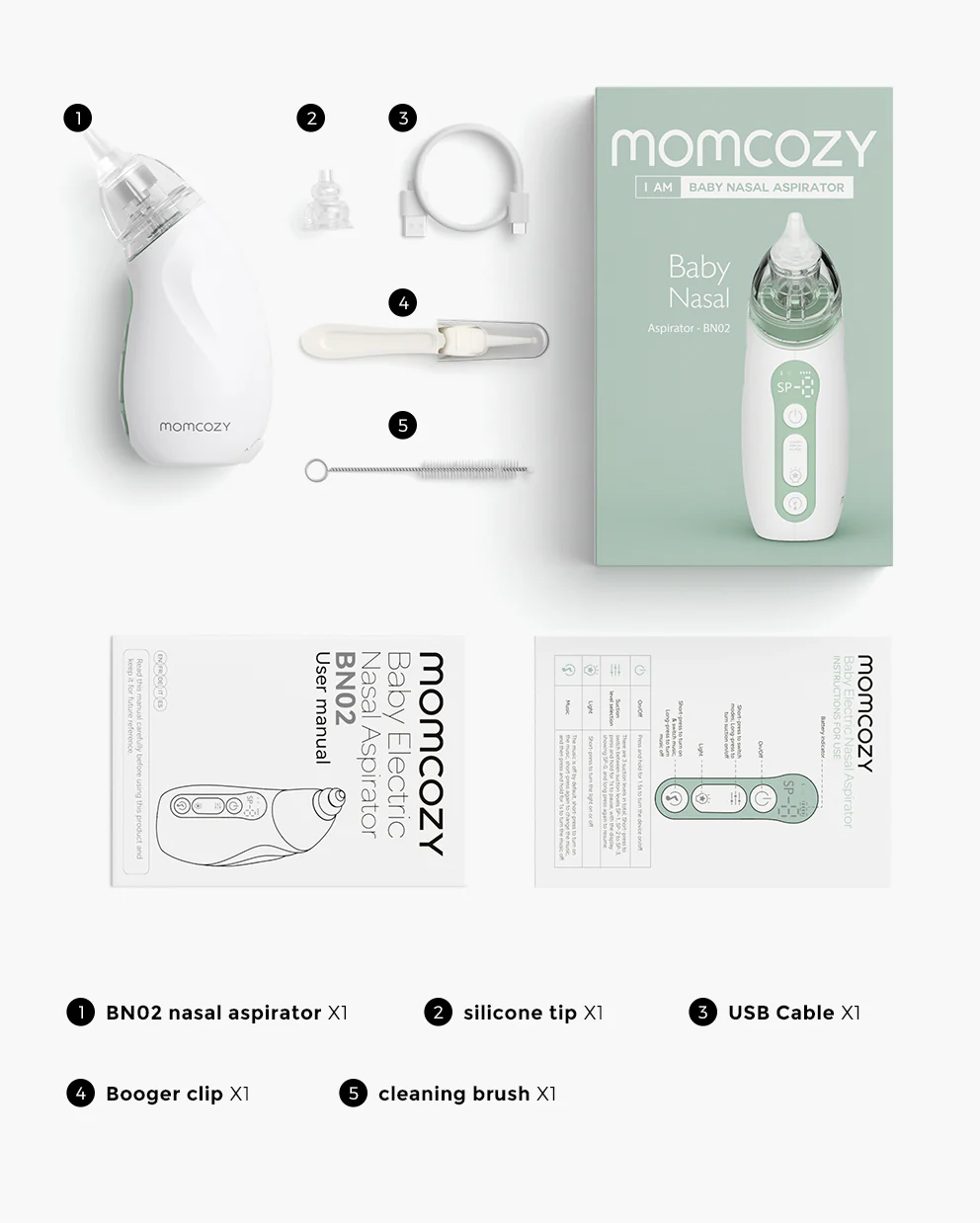 Aspirator do Nosa dla Dzieci Momcozy - Długa Żywotność Baterii - Image 8