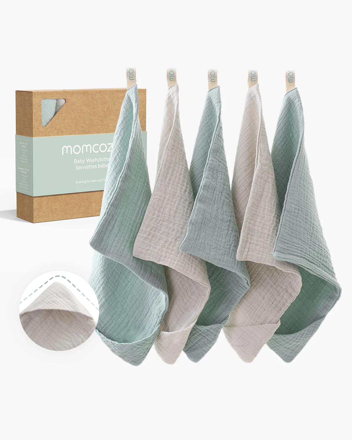 Momcozy Ściereczki do Mycia Dziecka – Miękka 4-Warstwowa Bawełna, Delikatna dla Noworodków - Image 10