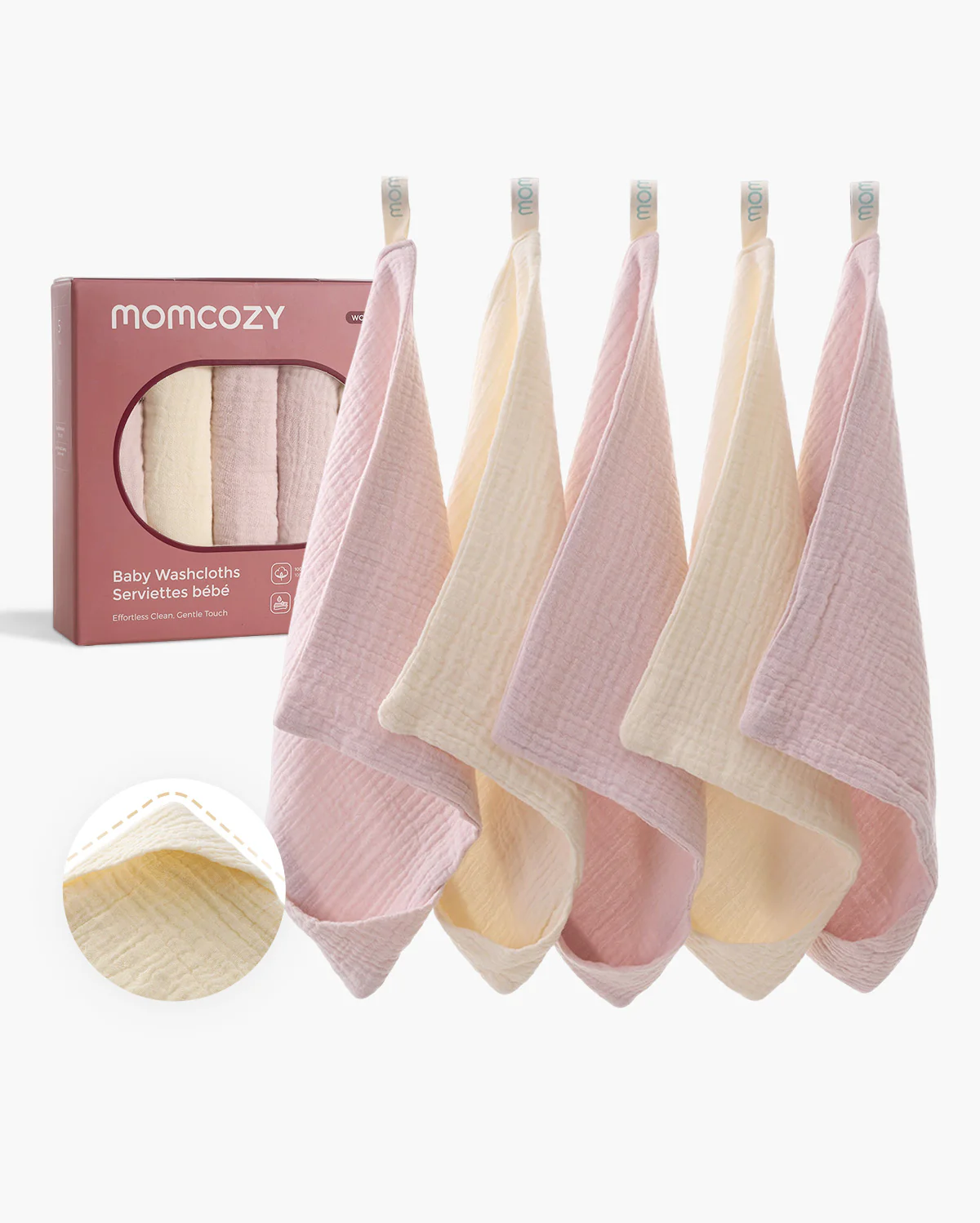 Momcozy Ściereczki do Mycia Dziecka – Miękka 4-Warstwowa Bawełna, Delikatna dla Noworodków - Image 17