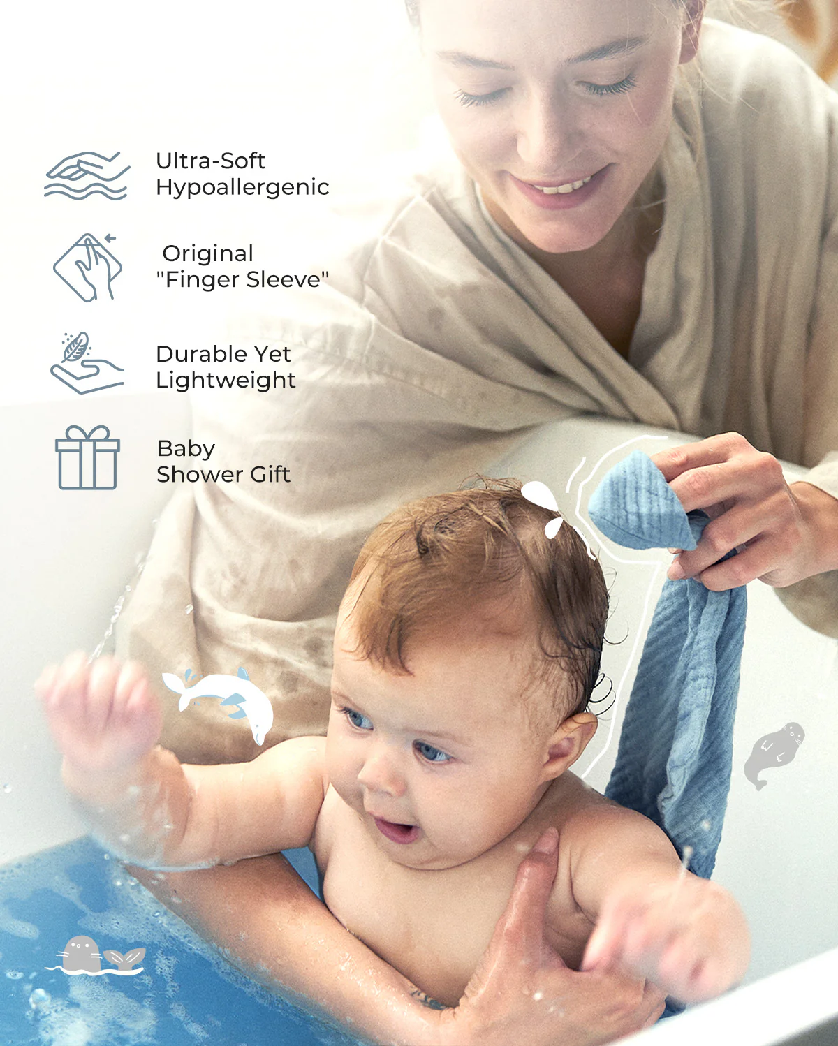 Momcozy Ściereczki do Mycia Dziecka – Miękka 4-Warstwowa Bawełna, Delikatna dla Noworodków - Image 4
