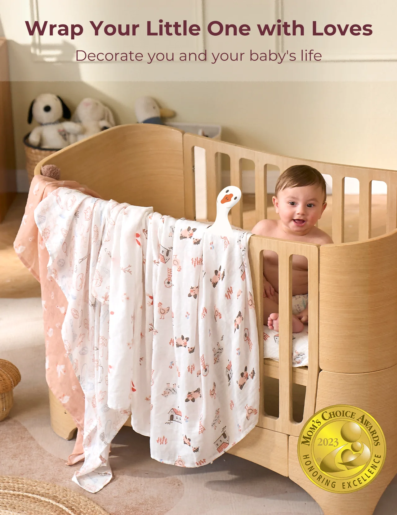 Momcozy Softness Swaddle Koce - Purple Flower (2 paczki) - Image 5
