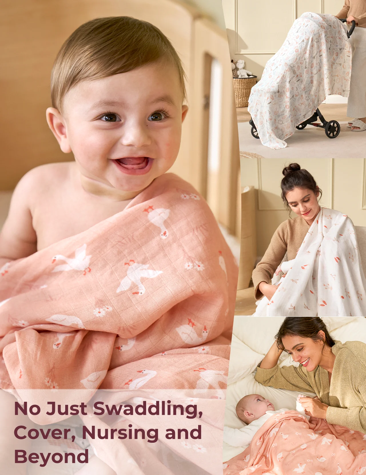 Momcozy Softness Swaddle Koce - Purple Flower (2 paczki) - Image 6