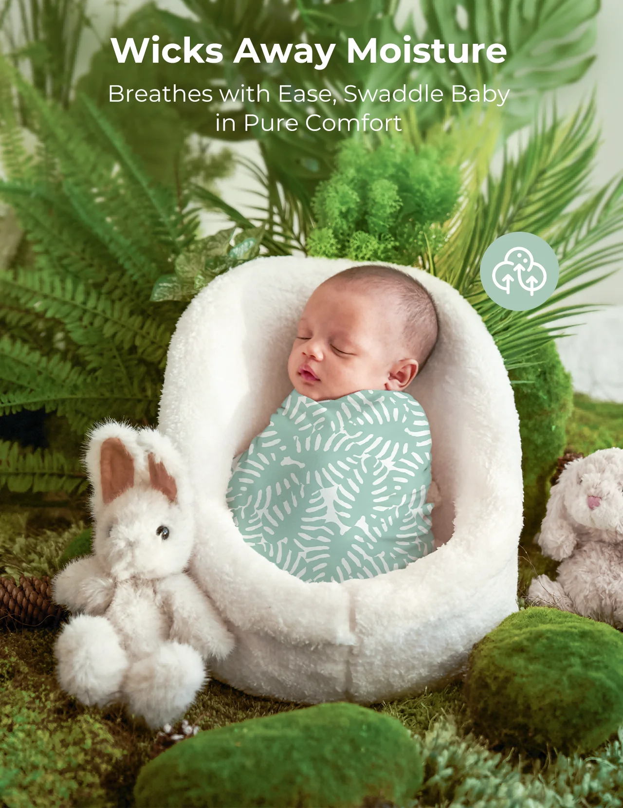 Momcozy Softness Swaddle Koce - Purple Flower (2 paczki) - Image 2