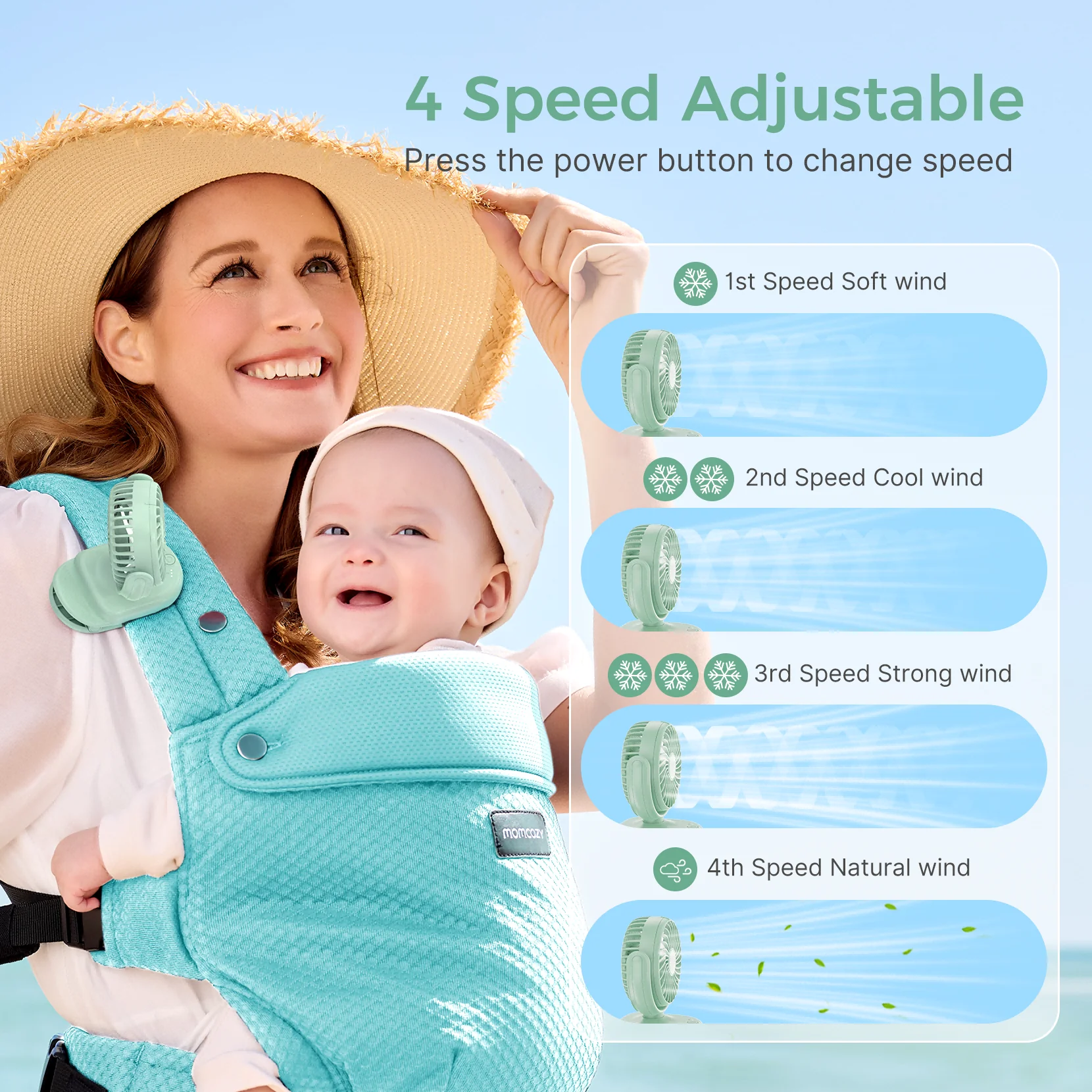Momcozy Clip-On 4-Speed Stroller Fan - Image 24