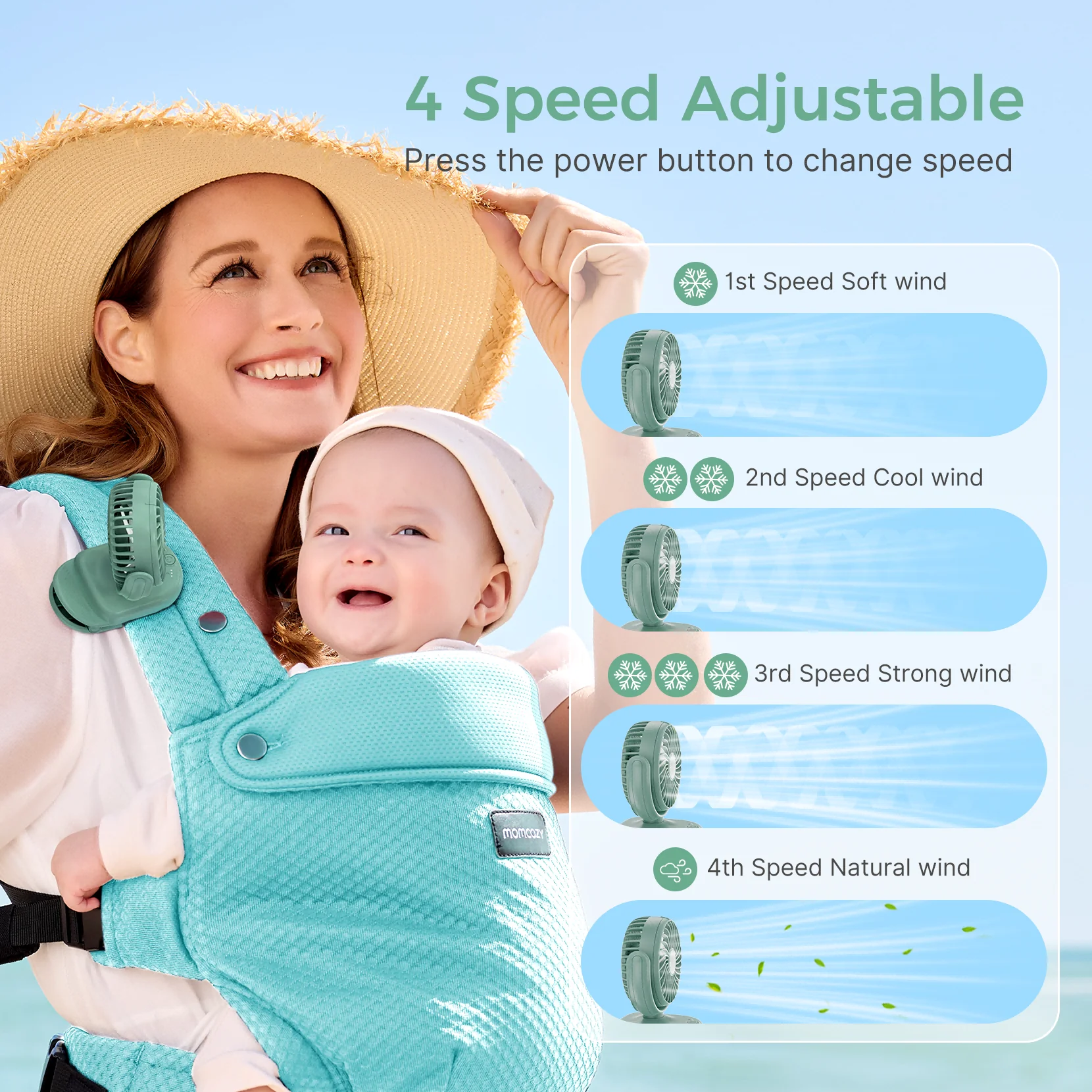 Momcozy Clip-On 4-Speed Stroller Fan - Image 28