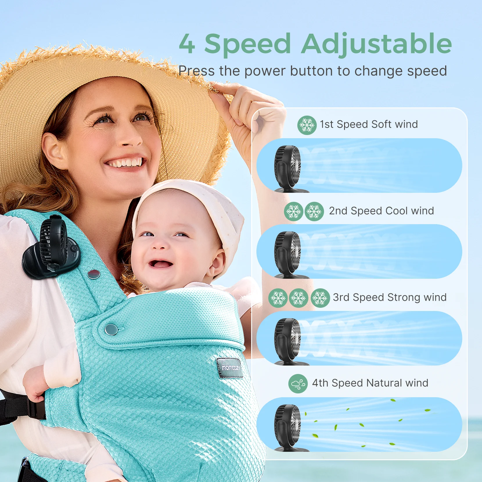 Momcozy Clip-On 4-Speed Stroller Fan - Image 5