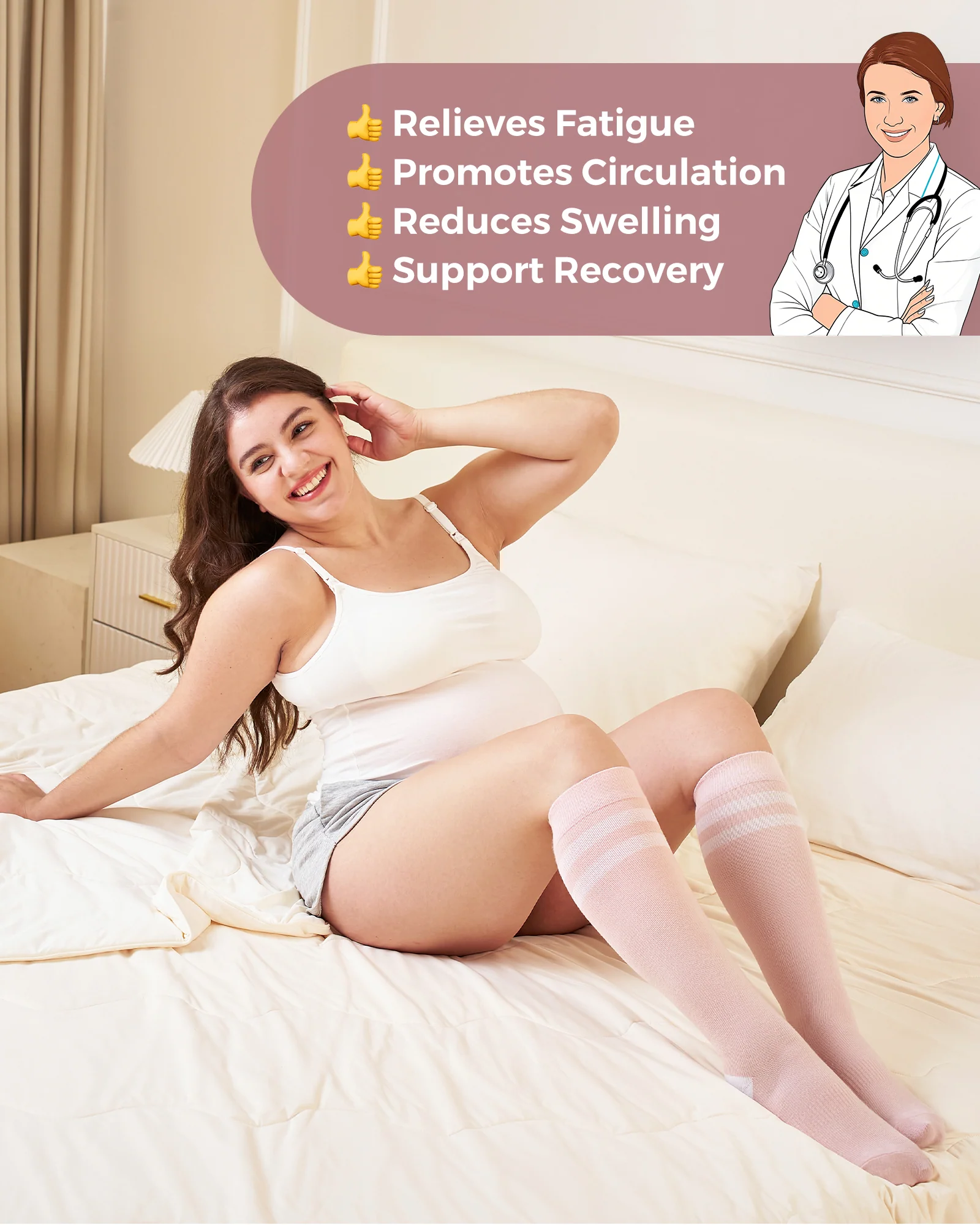 Momcozy Podkolanówki Kompresyjne dla Kobiet w Ciąży, 2 Pary, 15-20 mmHg - Image 20
