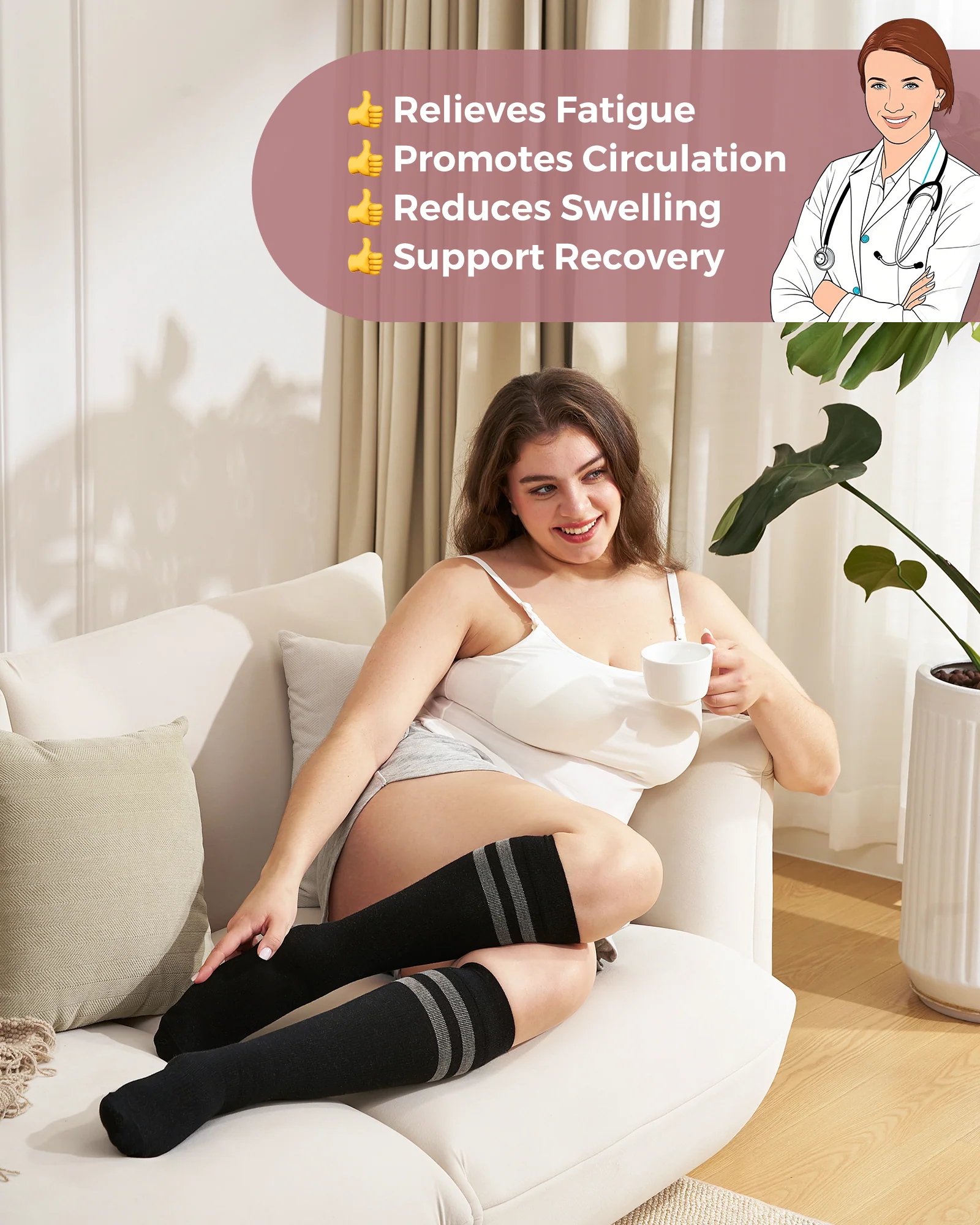 Momcozy Podkolanówki Kompresyjne dla Kobiet w Ciąży, 2 Pary, 15-20 mmHg - Image 4