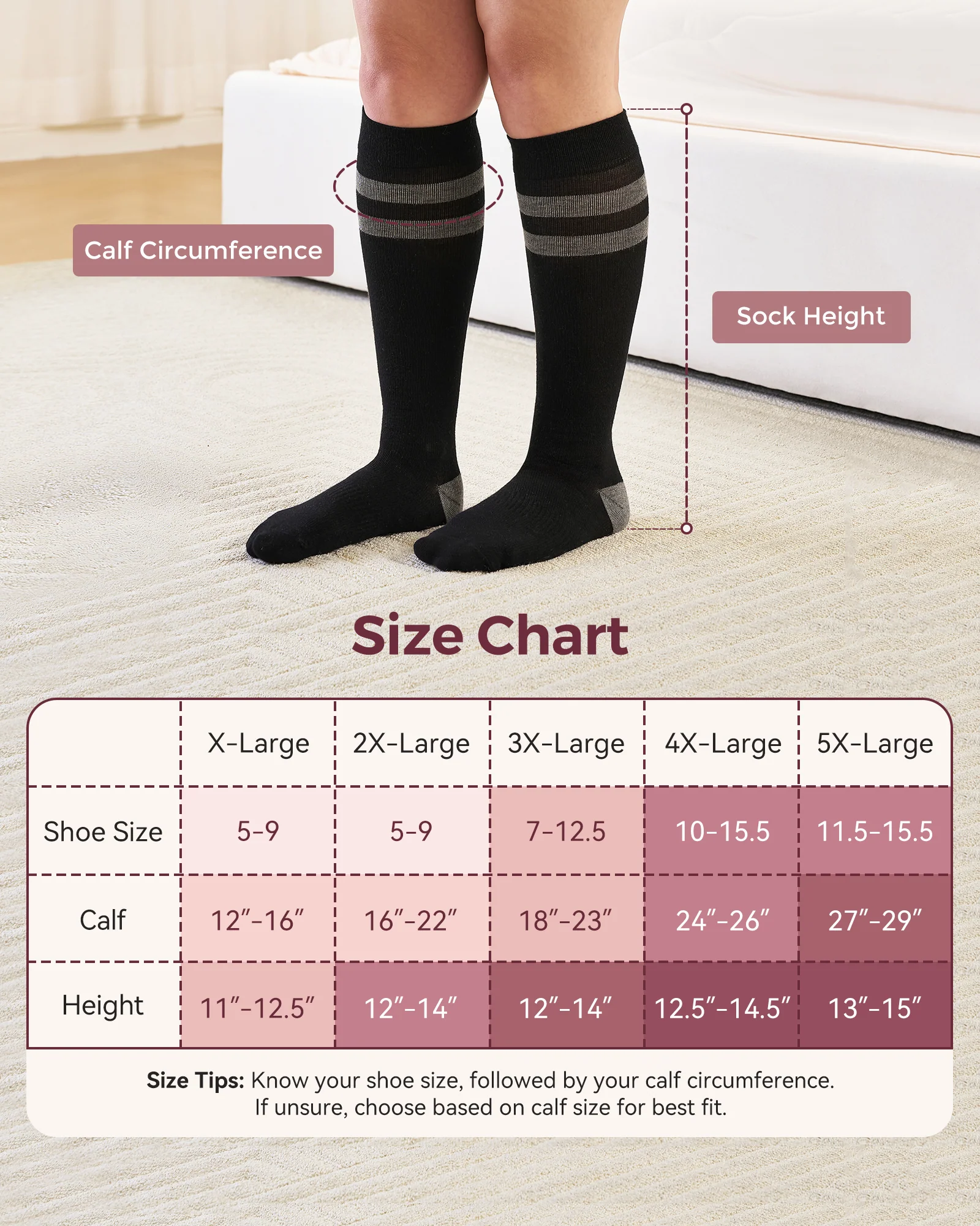 Momcozy Podkolanówki Kompresyjne dla Kobiet w Ciąży, 2 Pary, 15-20 mmHg - Image 6