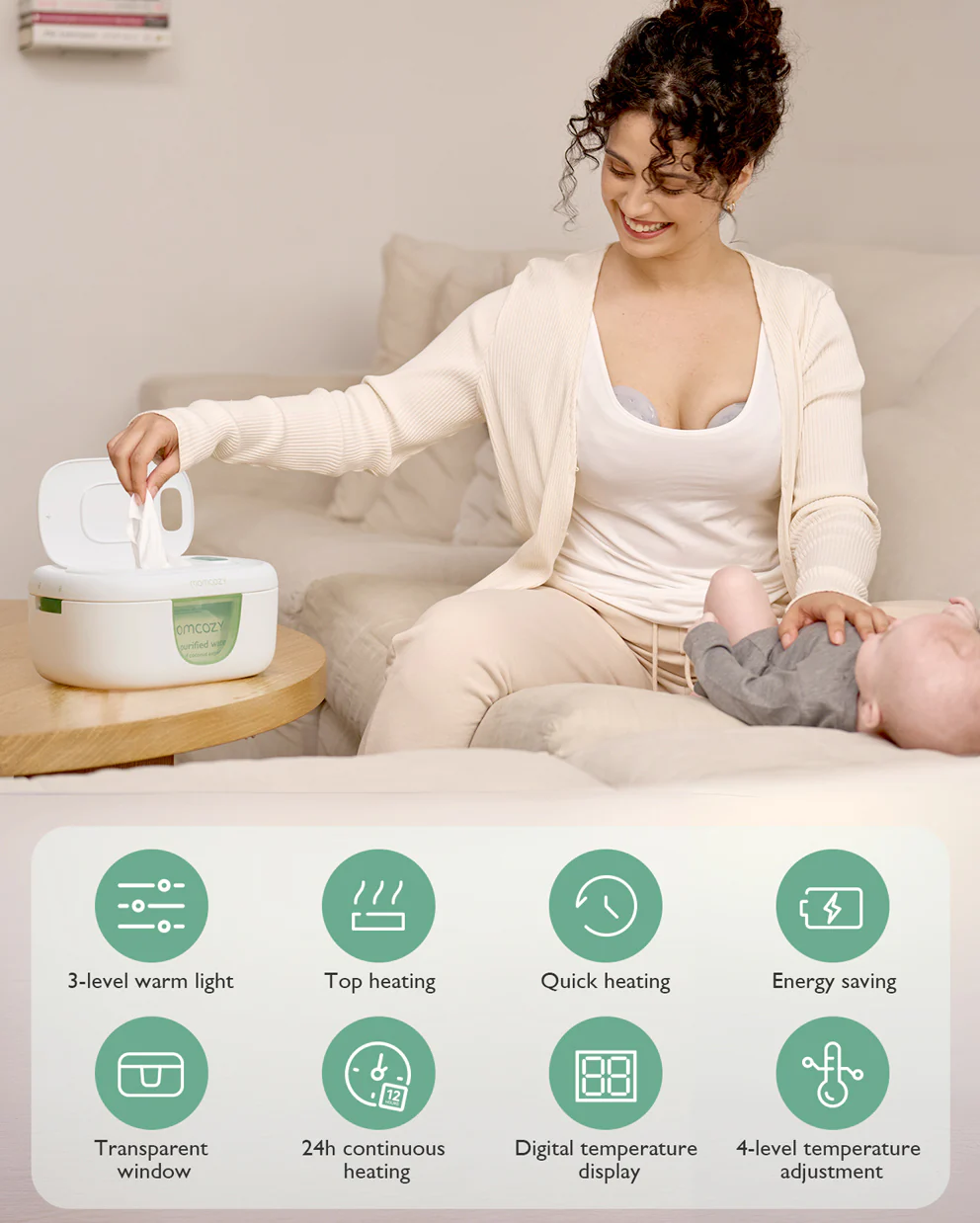 Momcozy Podgrzewacz Chusteczek Nawilżanych dla Niemowląt – Duża Pojemność - Image 9