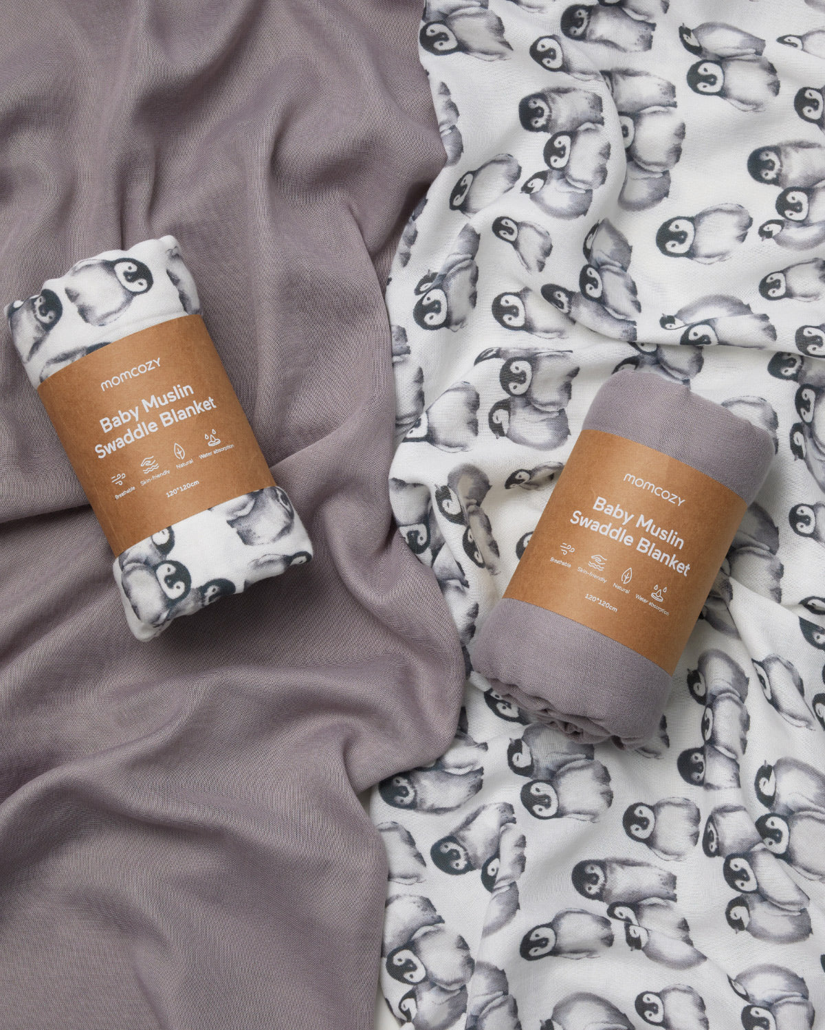 Momcozy Muślin Swaddle Baby Koce, 4 paczki - Image 2