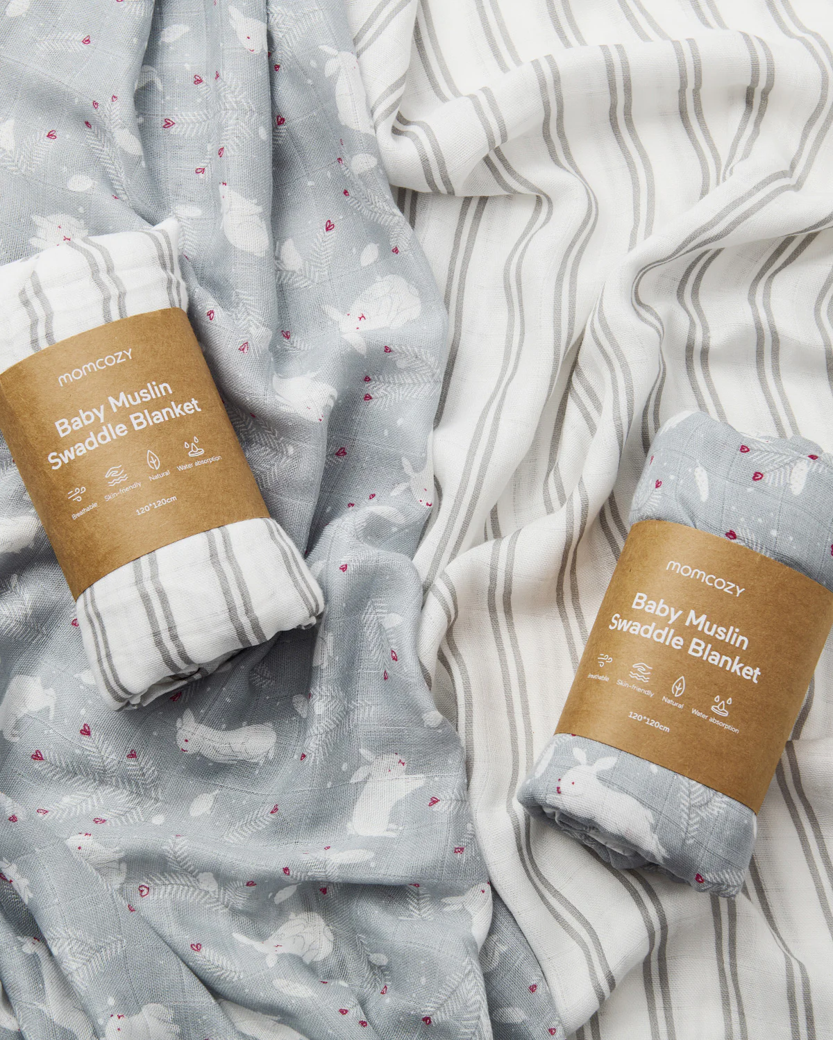 Momcozy Muślin Swaddle Baby Koce, 4 paczki - Image 27
