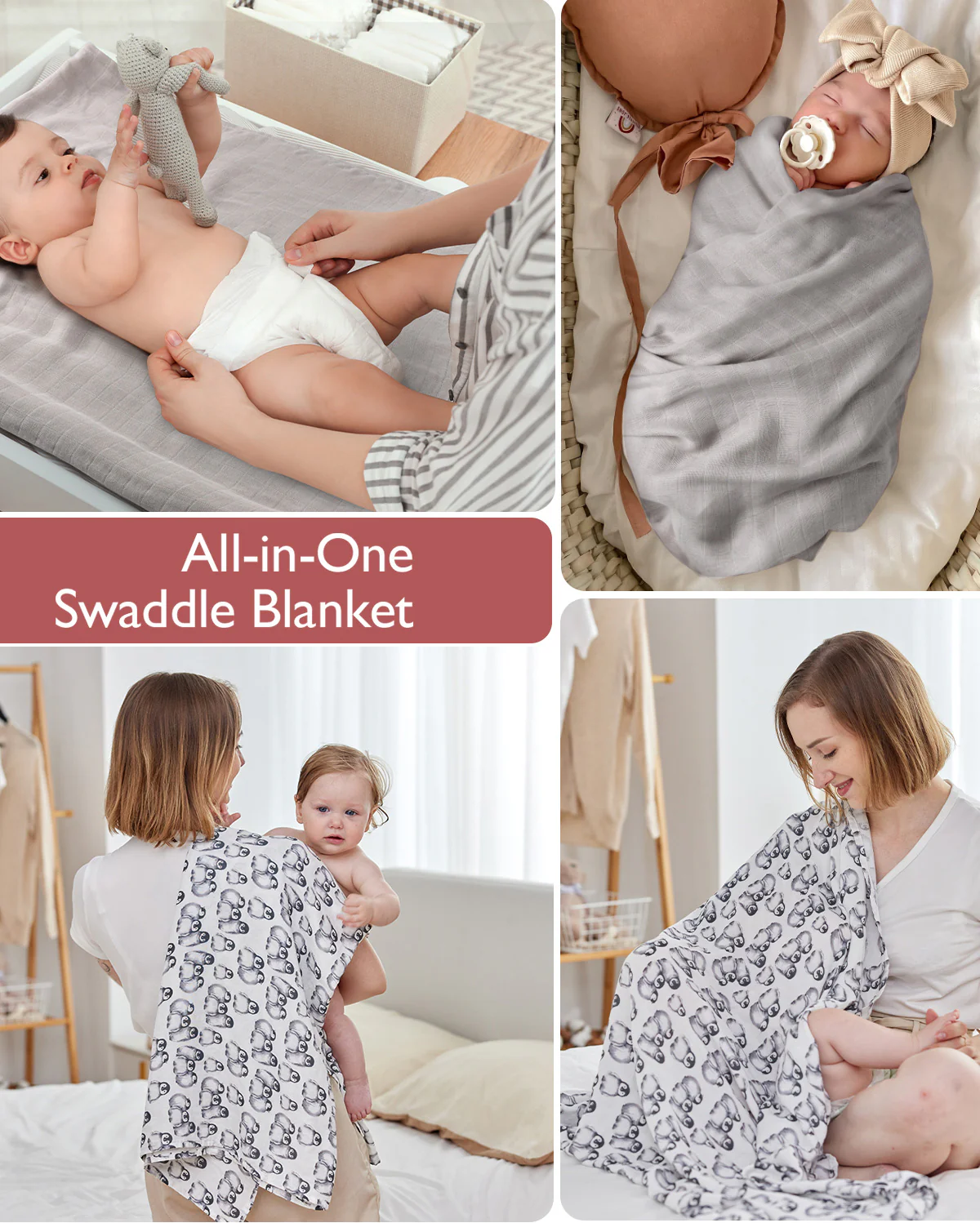 Momcozy Muślin Swaddle Baby Koce, 4 paczki - Image 41