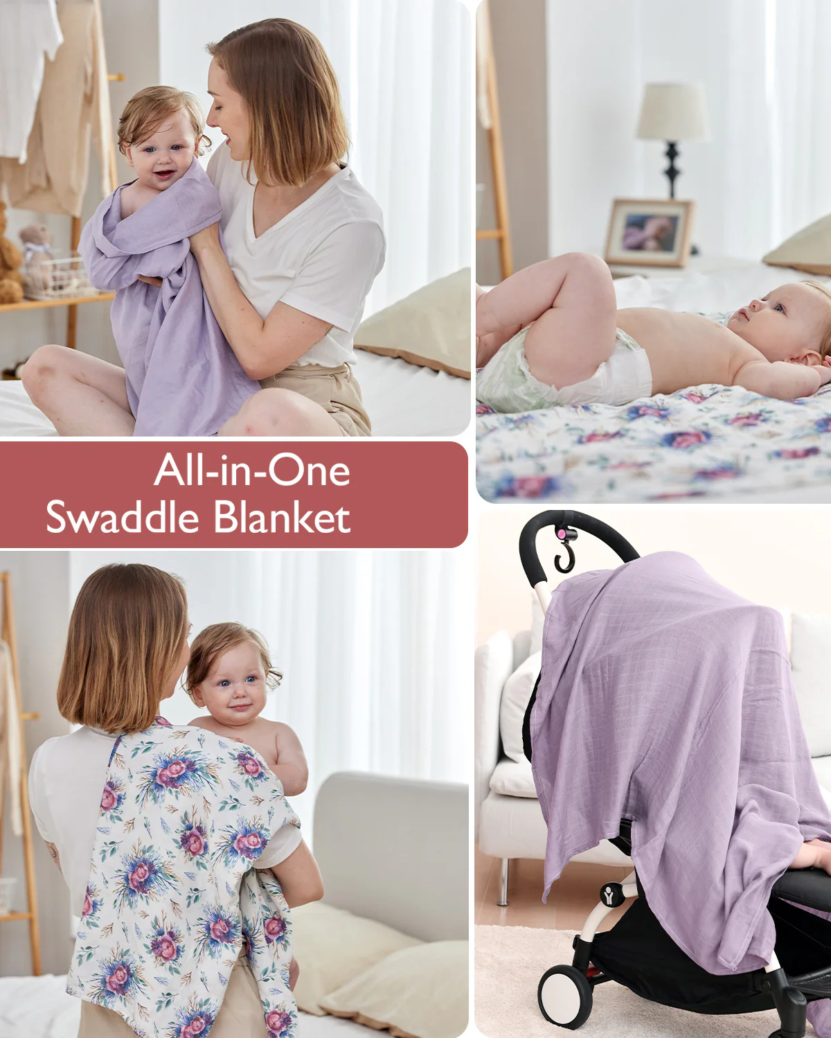 Momcozy Muślin Swaddle Baby Koce, 4 paczki - Image 47