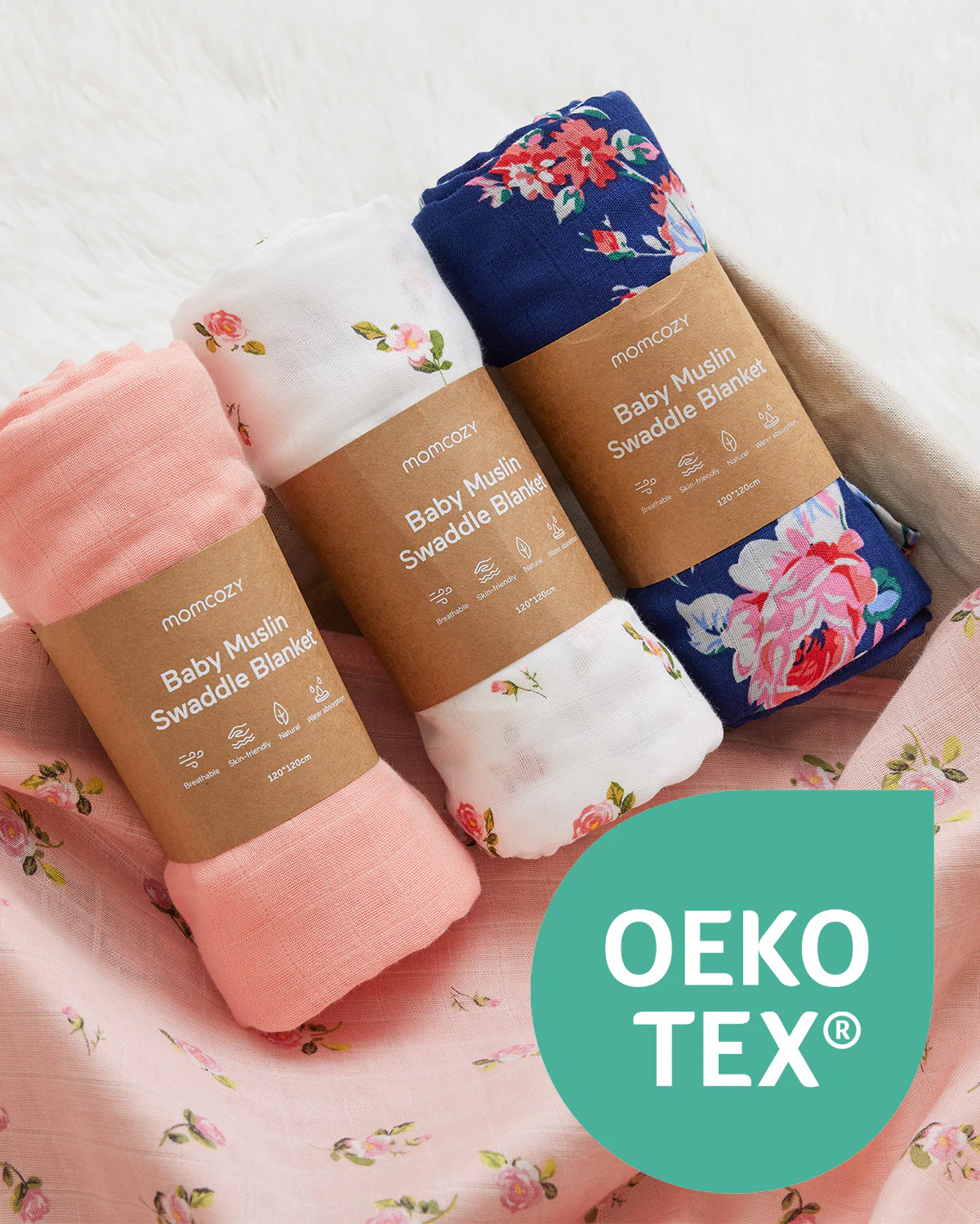 Momcozy Muślin Swaddle Baby Koce, 4 paczki - Image 53