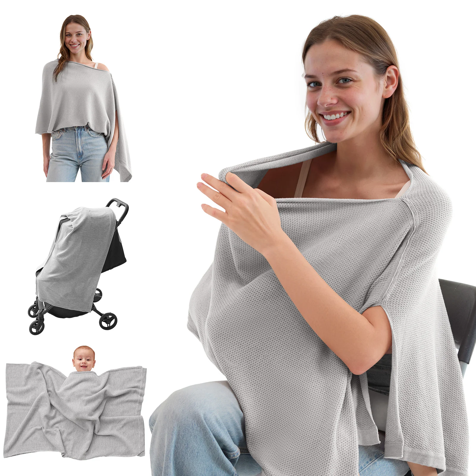 Momcozy Chusta do Karmienia - Miękkie, Oddychające, Wielofunkcyjne Ponczo Zapewniające Prywatność - Image 17