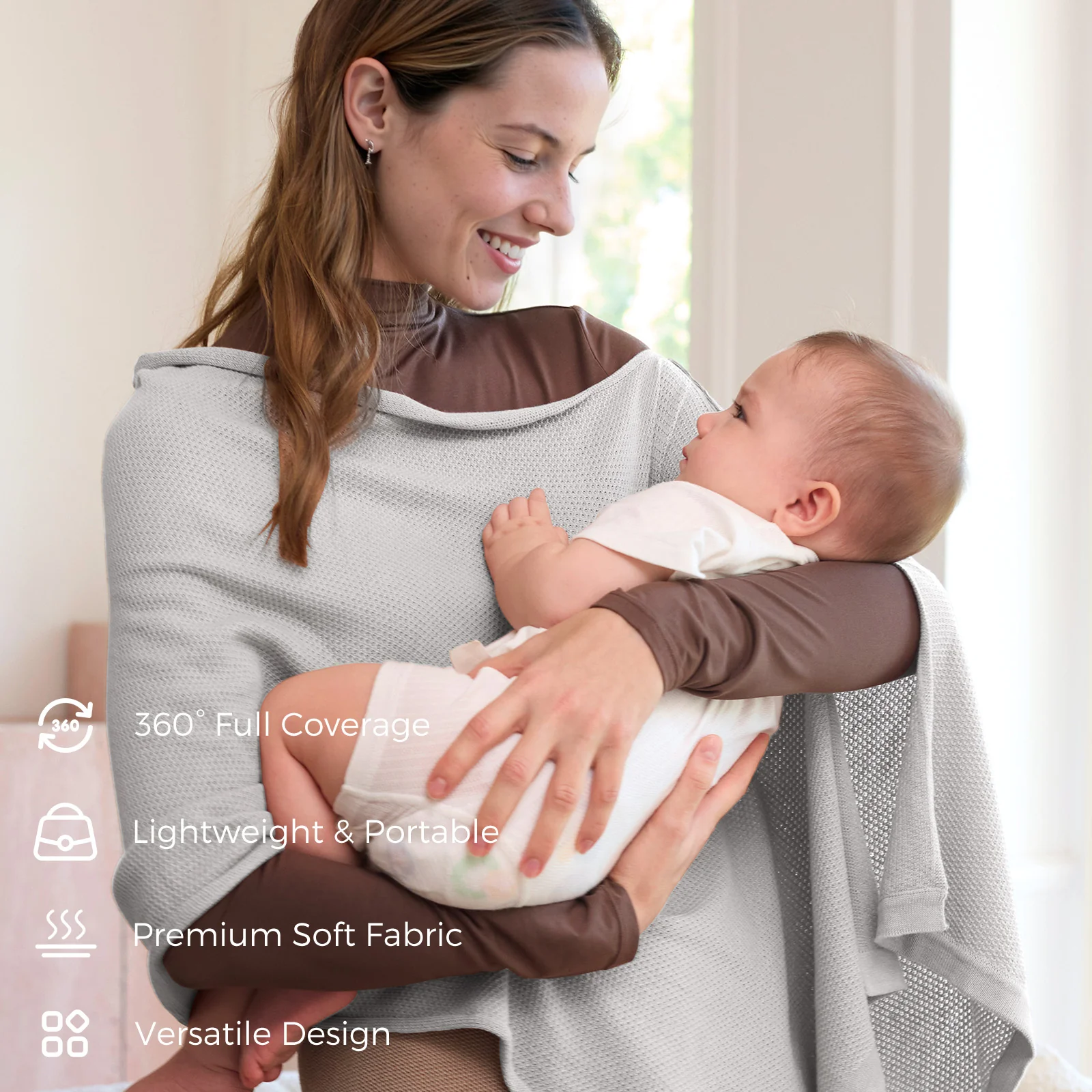 Momcozy Chusta do Karmienia - Miękkie, Oddychające, Wielofunkcyjne Ponczo Zapewniające Prywatność - Image 18