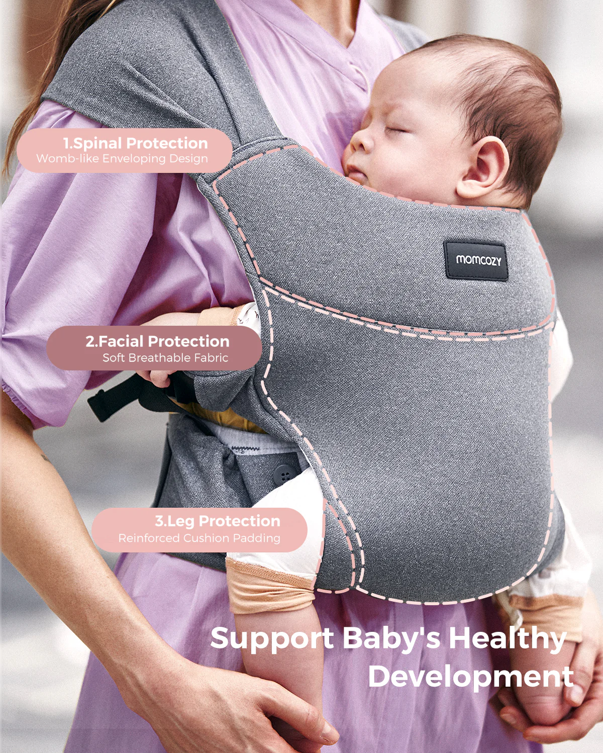 Momcozy Przenośne Nosidełko dla Dziecka – Lekkie i Składane - Image 5