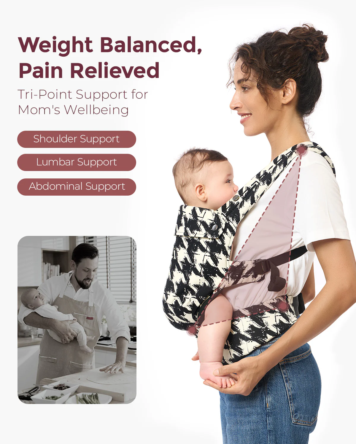 Momcozy PureHug Nosidełko dla Dzieci - Bawełna Pepitka - Image 3