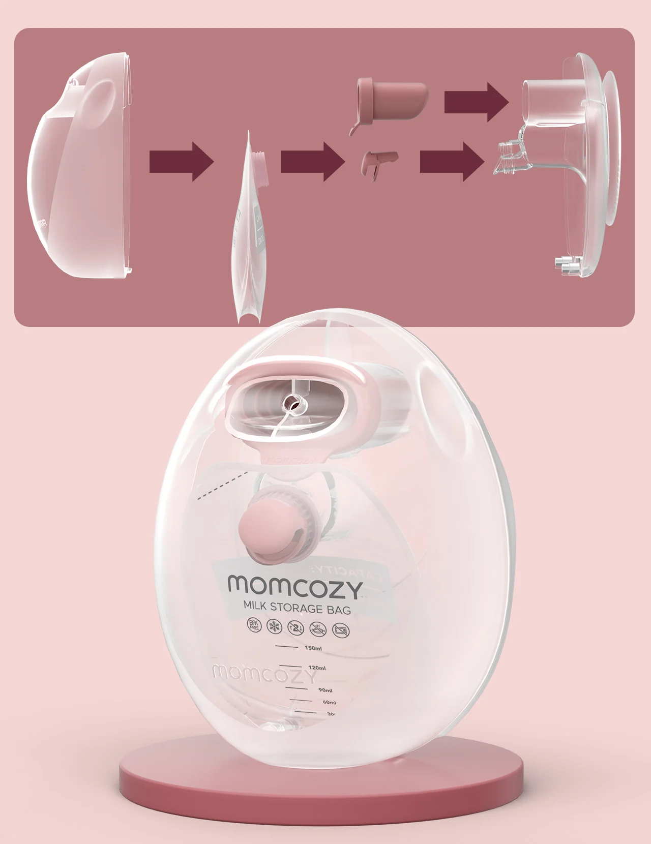 Momcozy Screw-on Woreczki do Przechowywania Mleka Matki (48 szt.) - Image 7