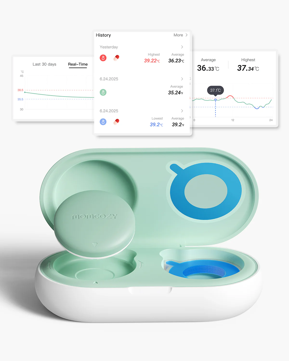Momcozy Inteligentny Termometr dla Niemowląt – Medyczna Precyzja i Monitorowanie Natychmiastowe w Aplikacji - Image 12
