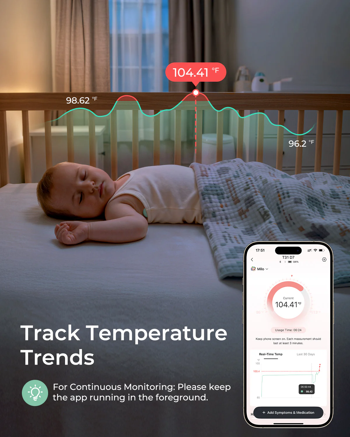 Momcozy Inteligentny Termometr dla Niemowląt – Medyczna Precyzja i Monitorowanie Natychmiastowe w Aplikacji - Image 9
