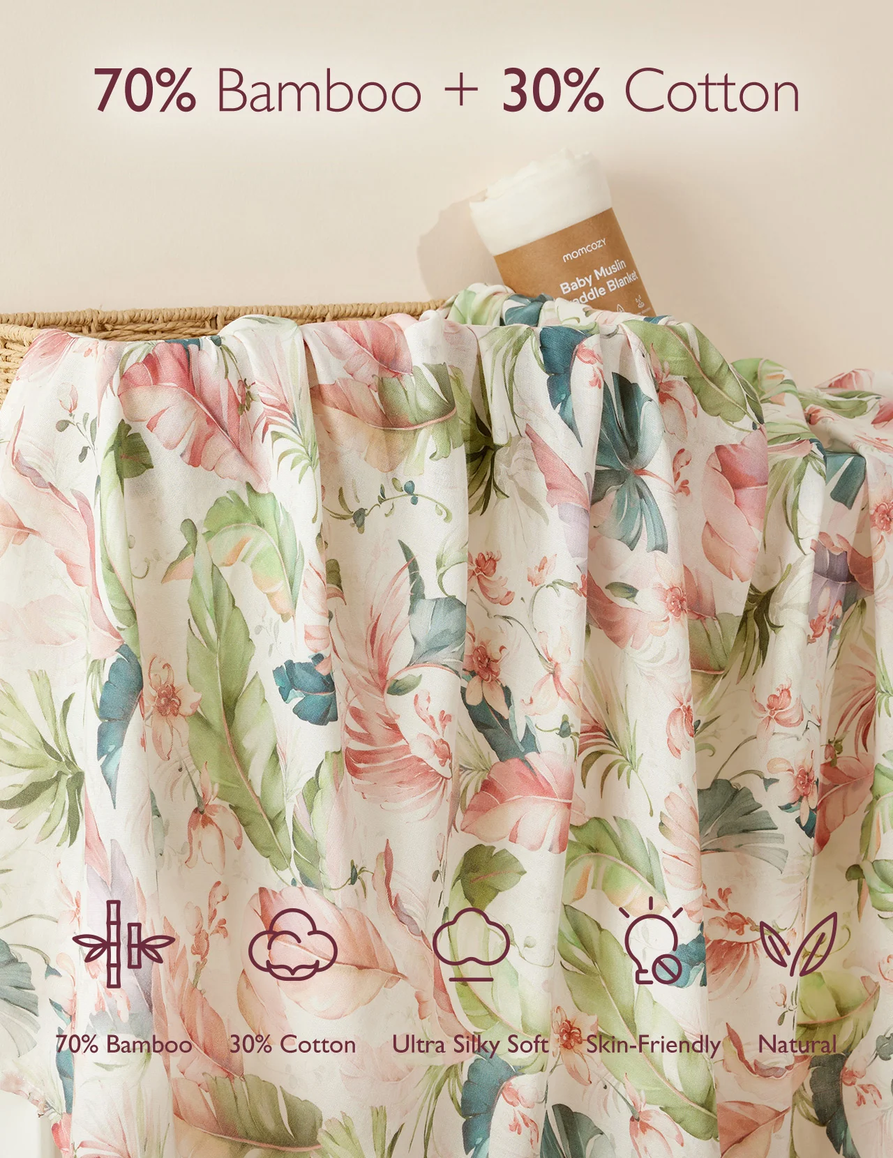 Momcozy Softness Swaddle Koce - piękny królik (2 paczki) - Image 4