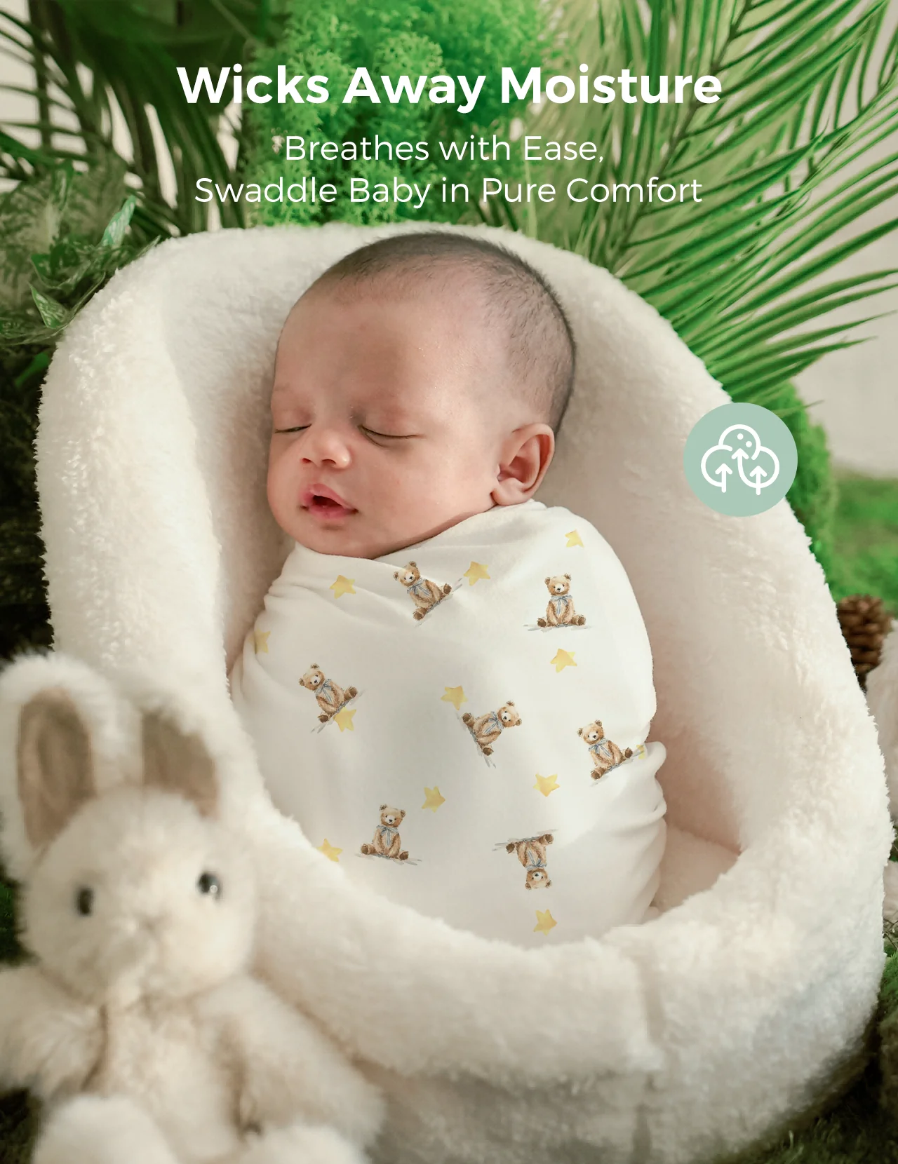 Momcozy Softness Swaddle Koce - piękny królik (2 paczki) - Image 2