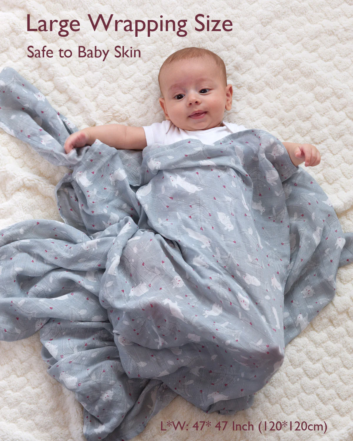 Momcozy Softness Swaddle Koce - Urocza Królik (4 paczki) - Image 5
