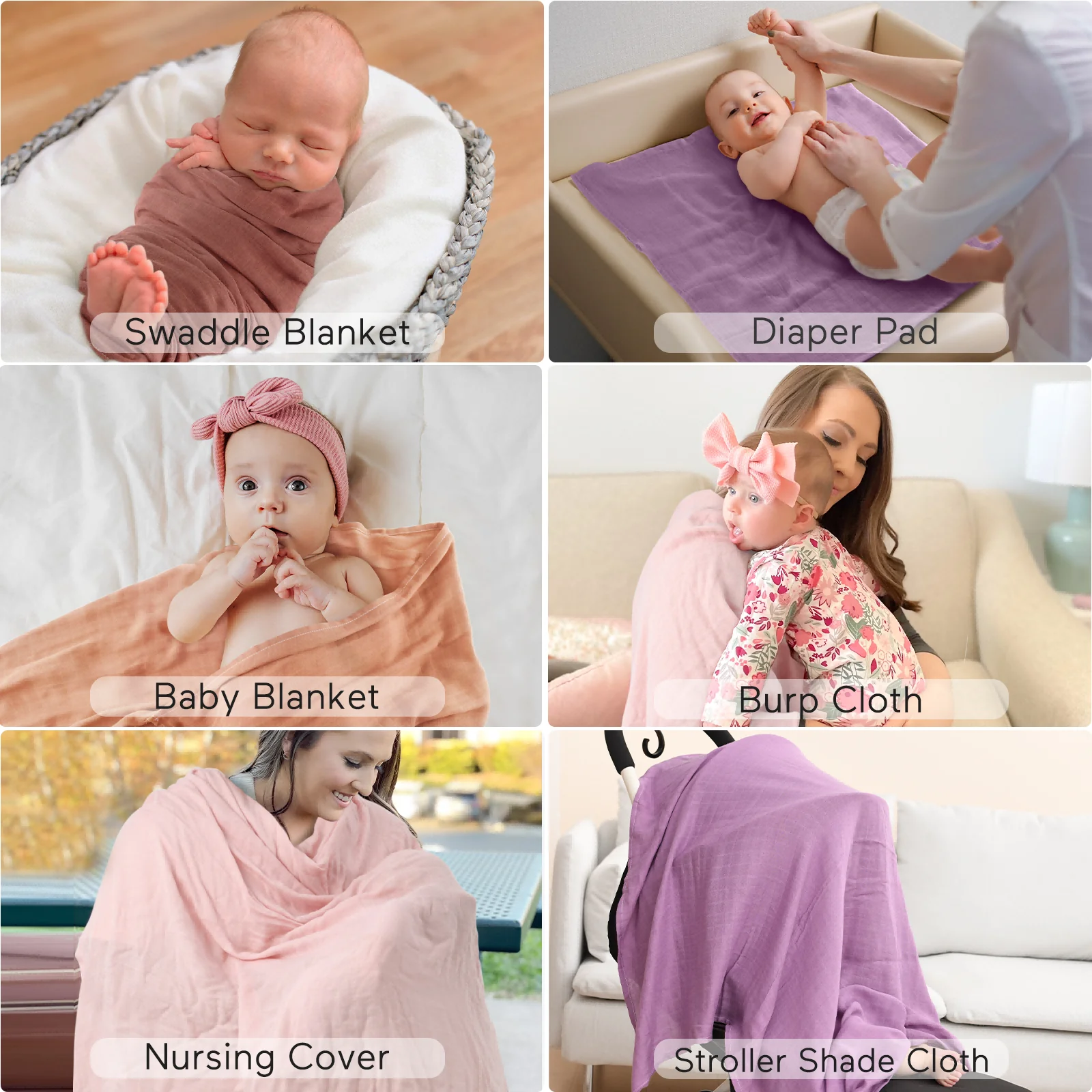 Momcozy Softness Swaddle Koce - Purple Flower (2 paczki) - Image 5