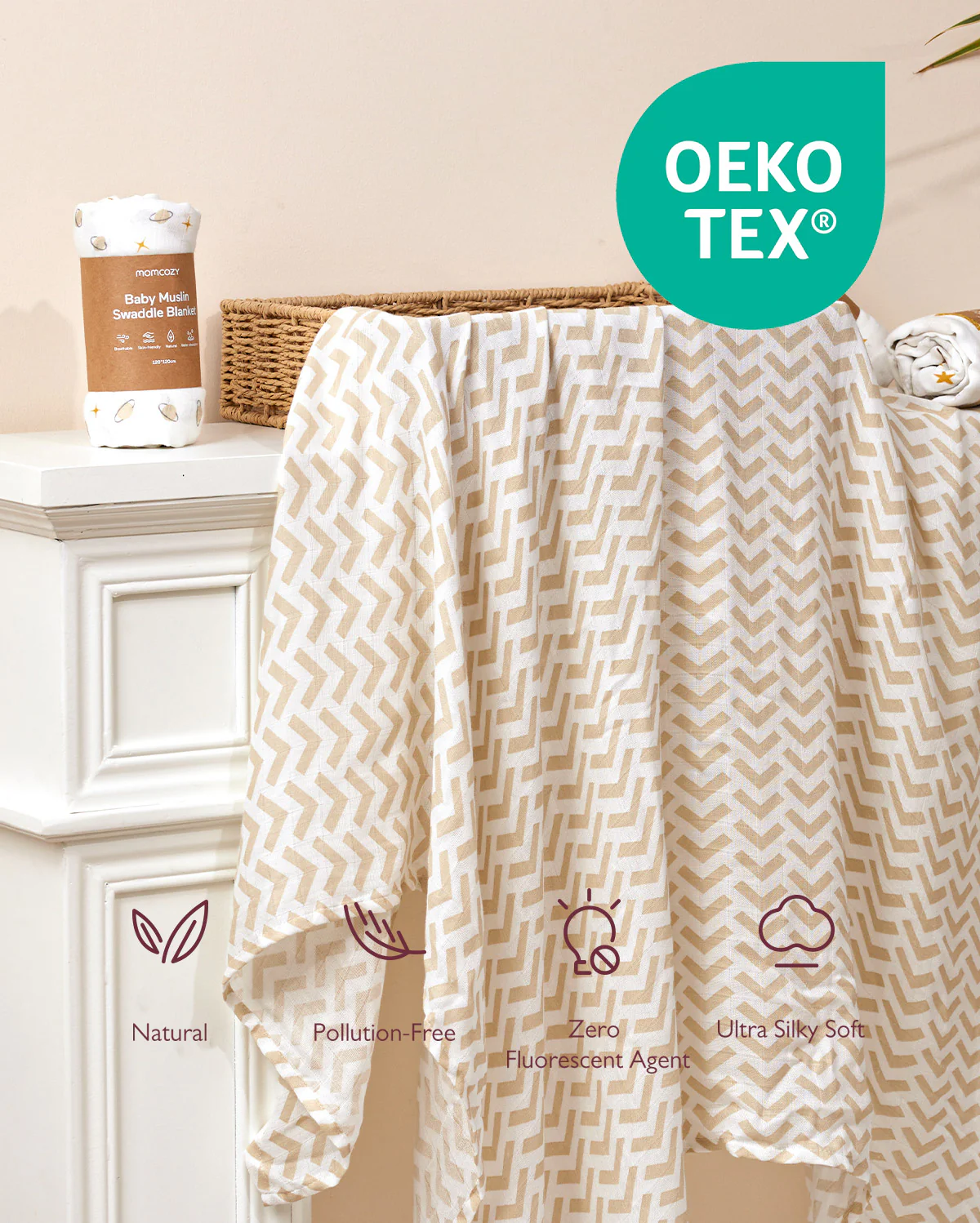 Momcozy Muślin Swaddle Baby Koce, 4 paczki - Image 33
