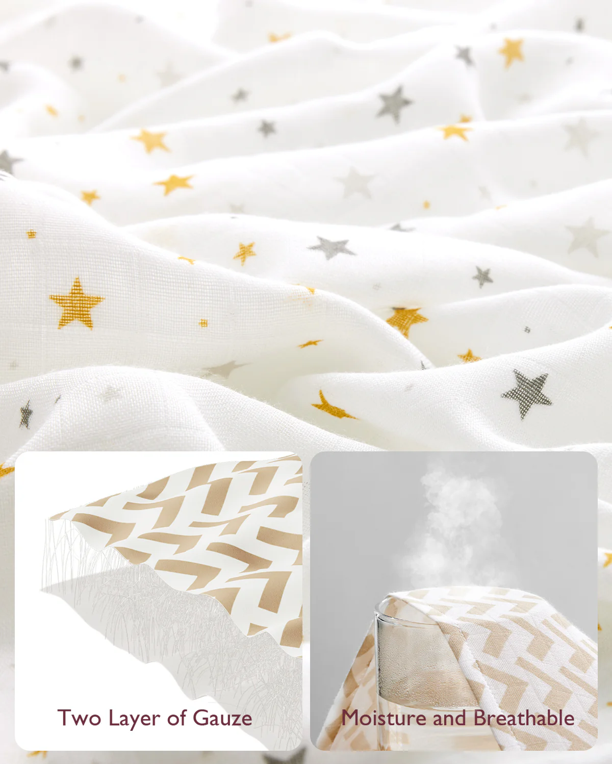Momcozy Muślin Swaddle Baby Koce, 4 paczki - Image 9