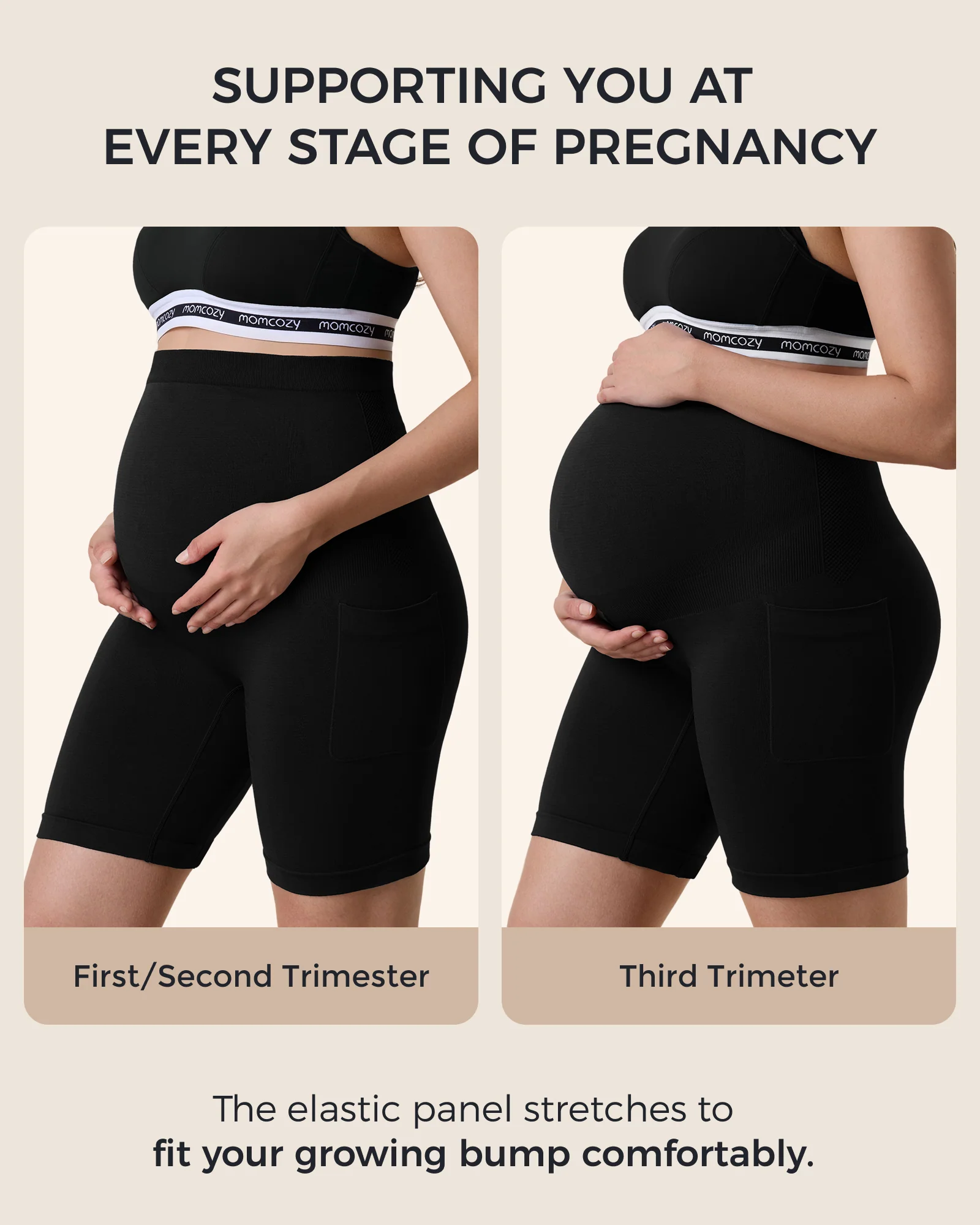 Momcozy Women's 6" Over Belly Maternity Biker Shorts with Pockets - Image 11