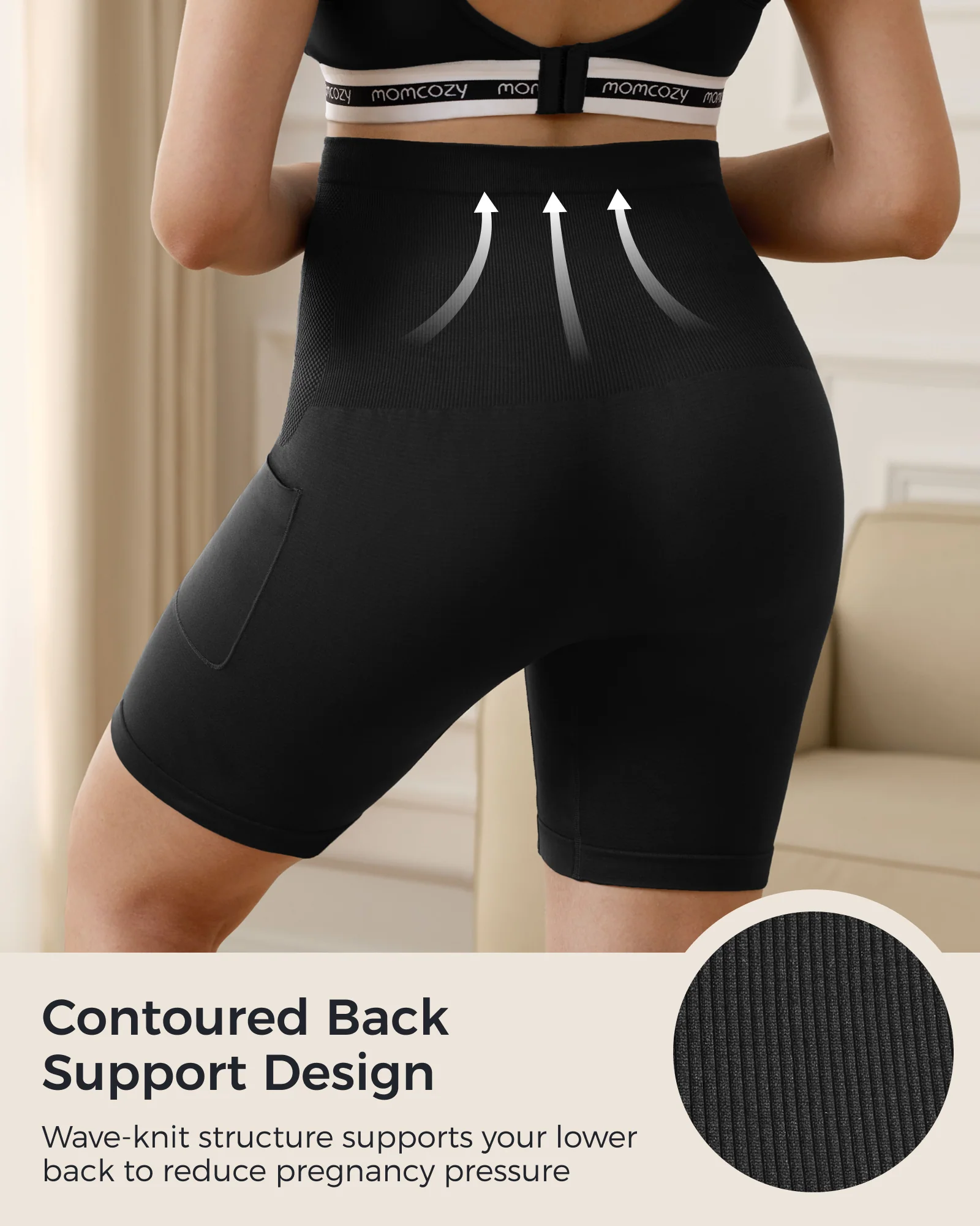 Momcozy Women's 6" Over Belly Maternity Biker Shorts with Pockets - Image 9