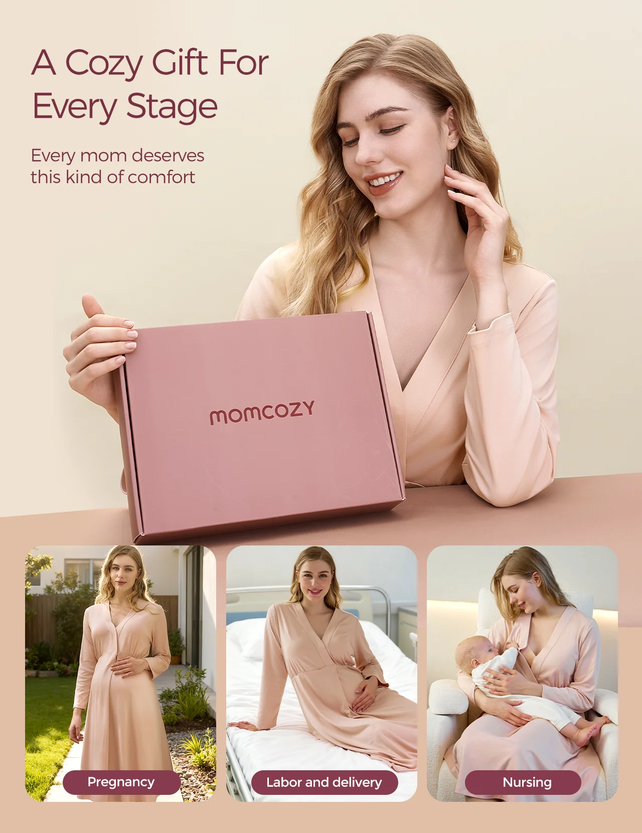 Momcozy Womens Nursing Maternity Nightgown for Breastfeeding - Image 5