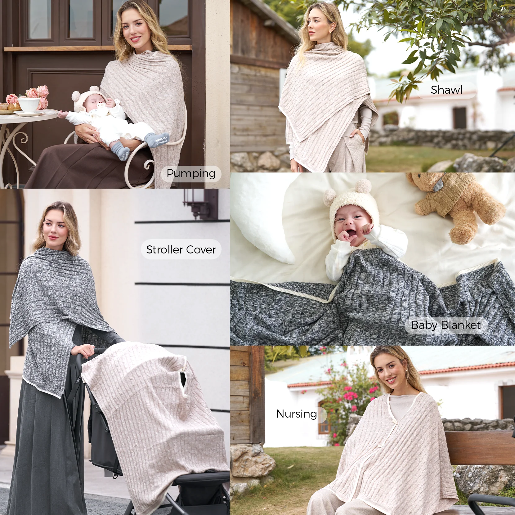Momcozy Chusta do Karmienia - Miękkie, Oddychające, Wielofunkcyjne Ponczo Zapewniające Prywatność - Image 4