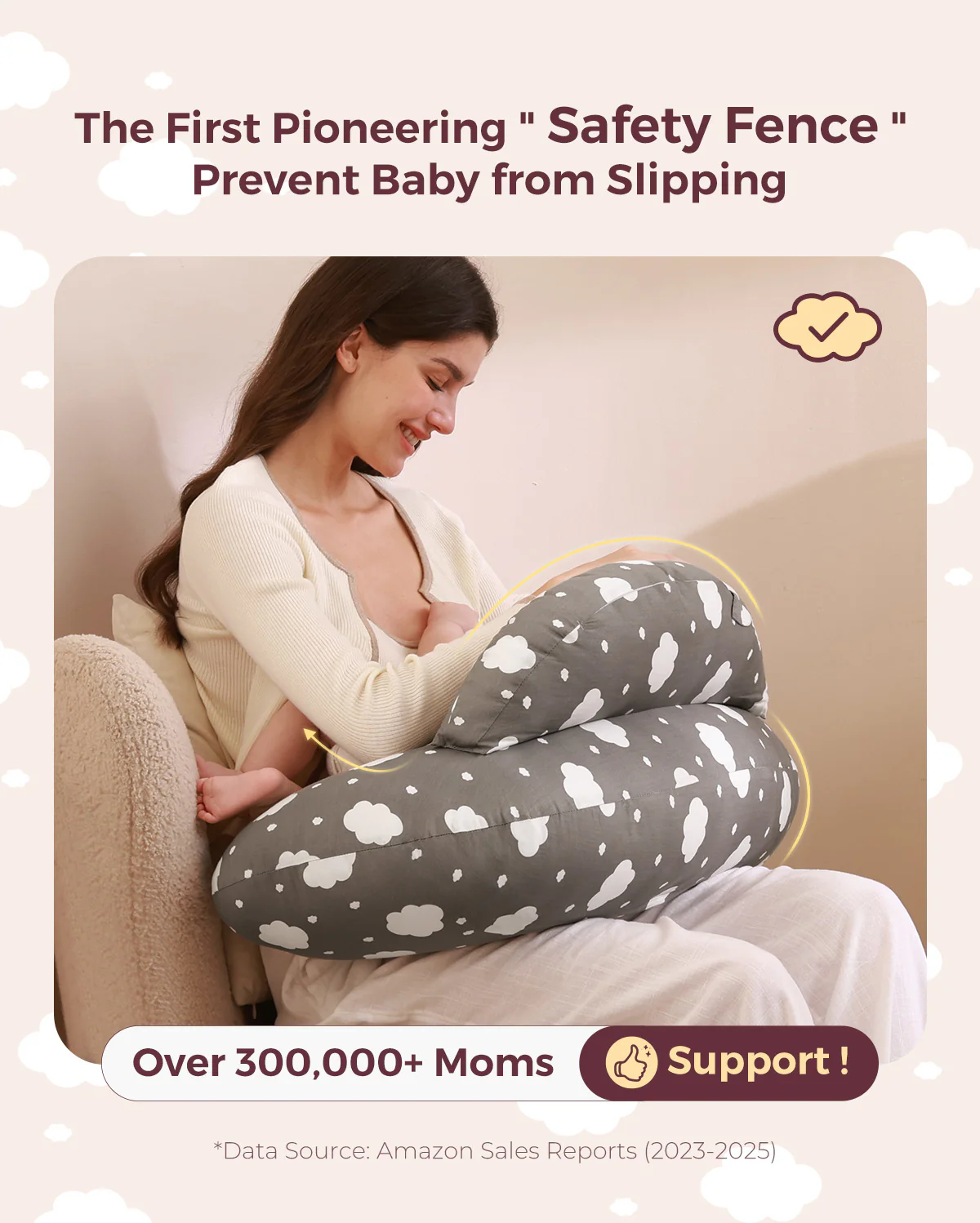 Multifunctional and Adjustable Nursing Pillow - Light Pink - Image 15