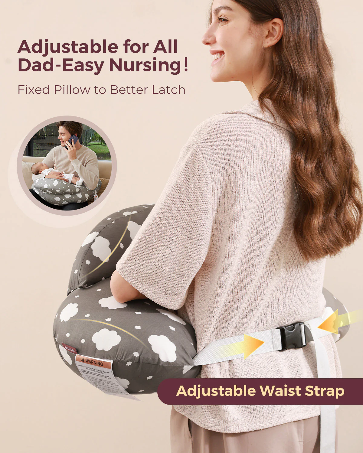 Multifunctional and Adjustable Nursing Pillow - Light Pink - Image 16