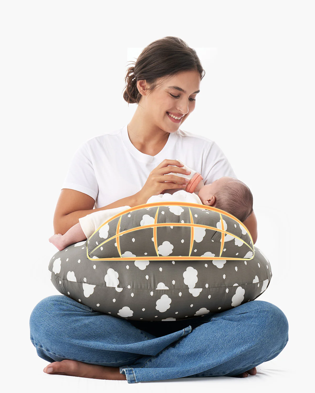 Multifunctional and Adjustable Nursing Pillow - Light Pink - Image 3