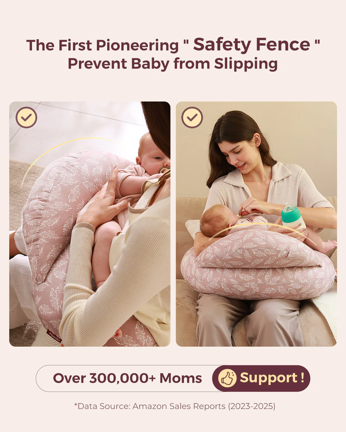 Multifunctional and Adjustable Nursing Pillow - Light Pink - Image 8
